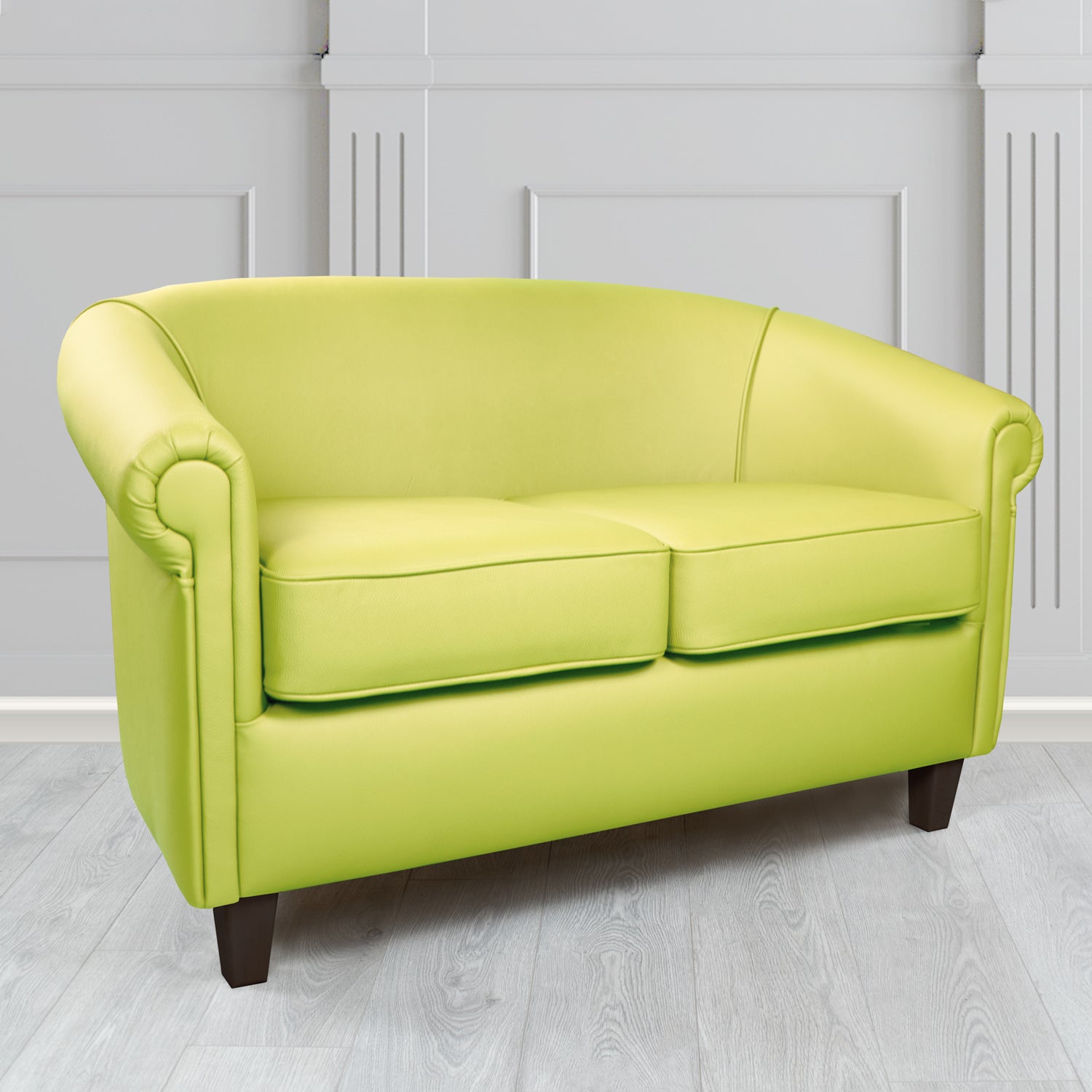 Siena Crib 5 Shelly Chartreuse Genuine Leather 2 Seater Tub Sofa - The Tub Chair Shop
