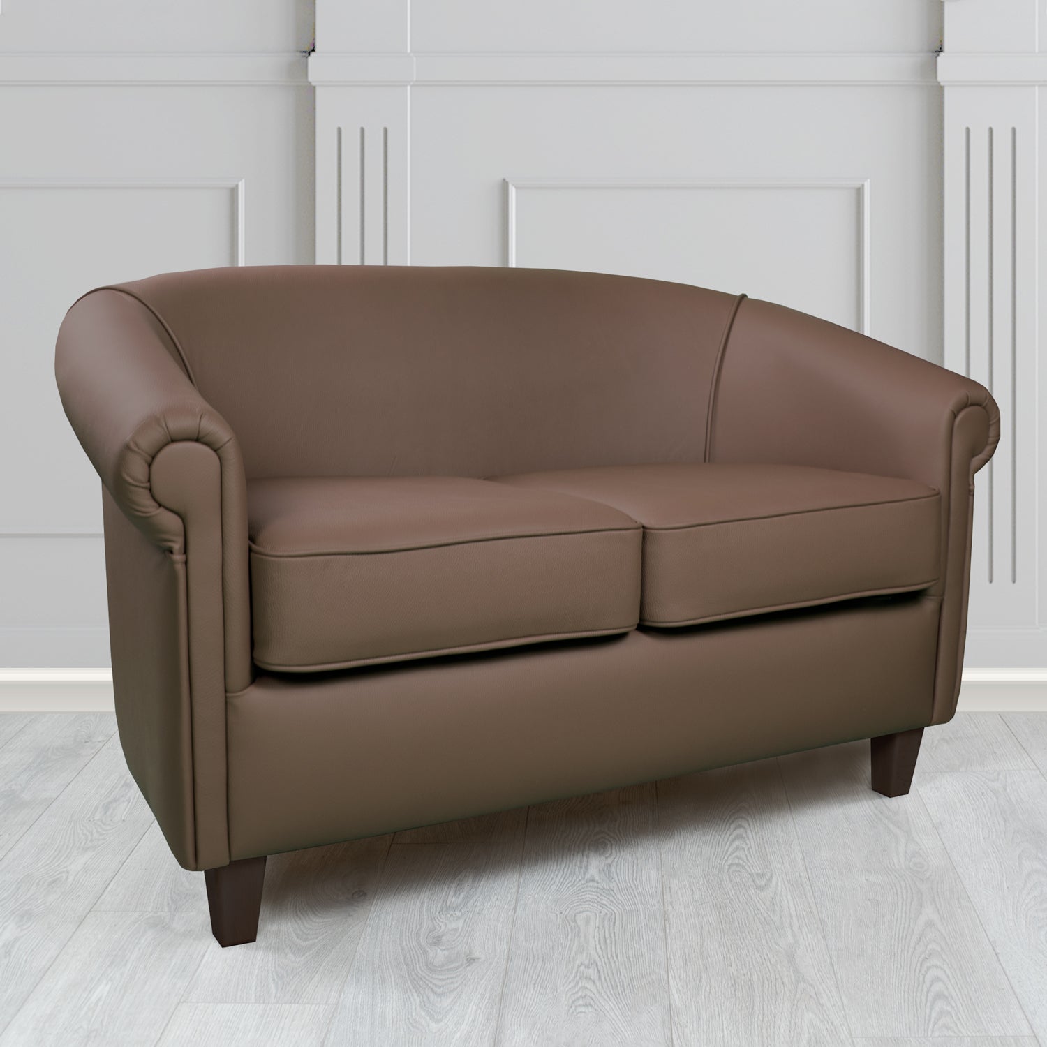 Siena Crib 5 Shelly Dark Chocolate Genuine Leather 2 Seater Tub Sofa - The Tub Chair Shop