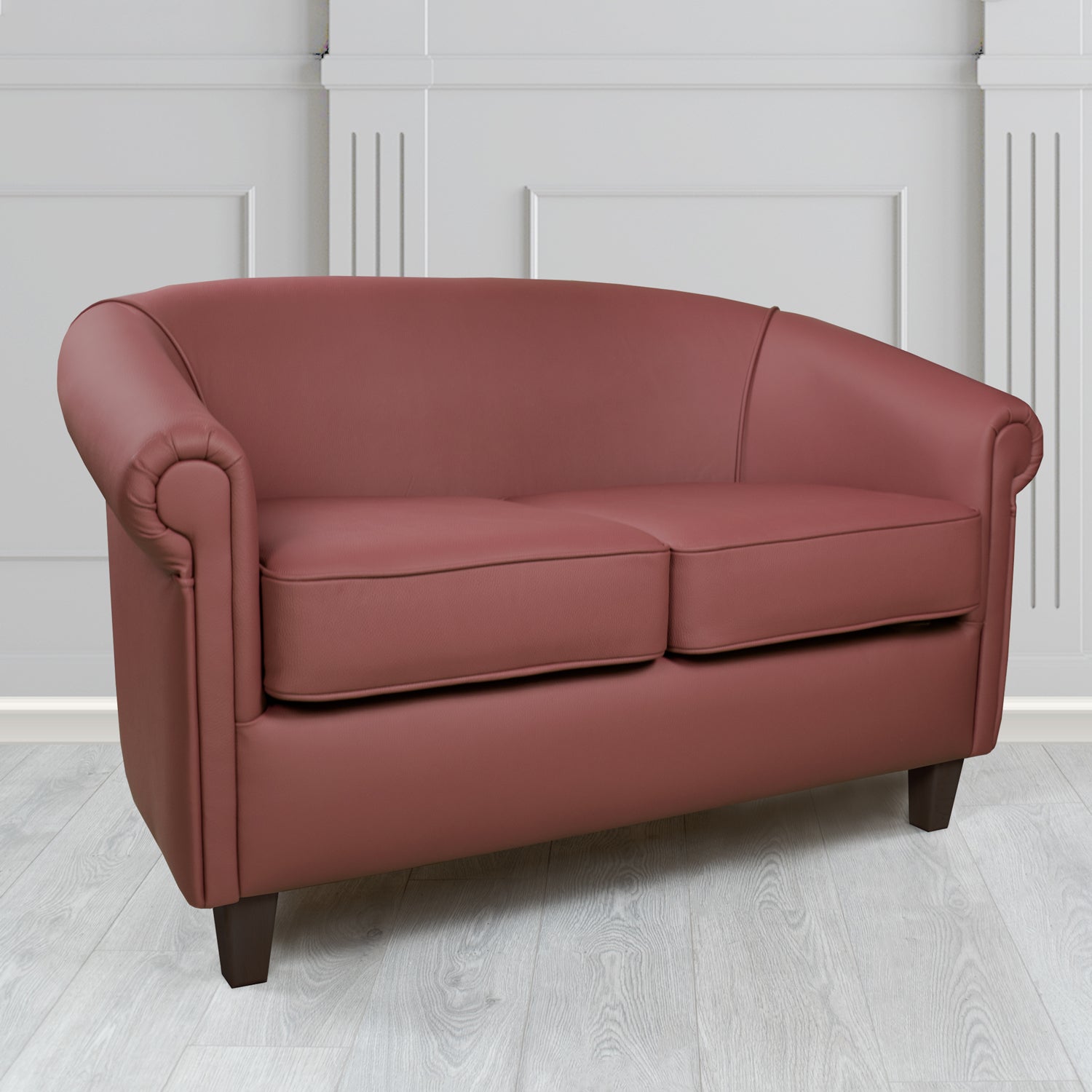 Siena Crib 5 Shelly Dark Grape Genuine Leather 2 Seater Tub Sofa - The Tub Chair Shop