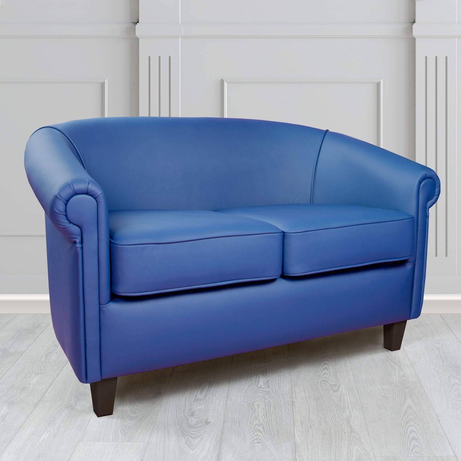 Siena Crib 5 Shelly Deep Ultramarine Genuine Leather 2 Seater Tub Sofa - The Tub Chair Shop