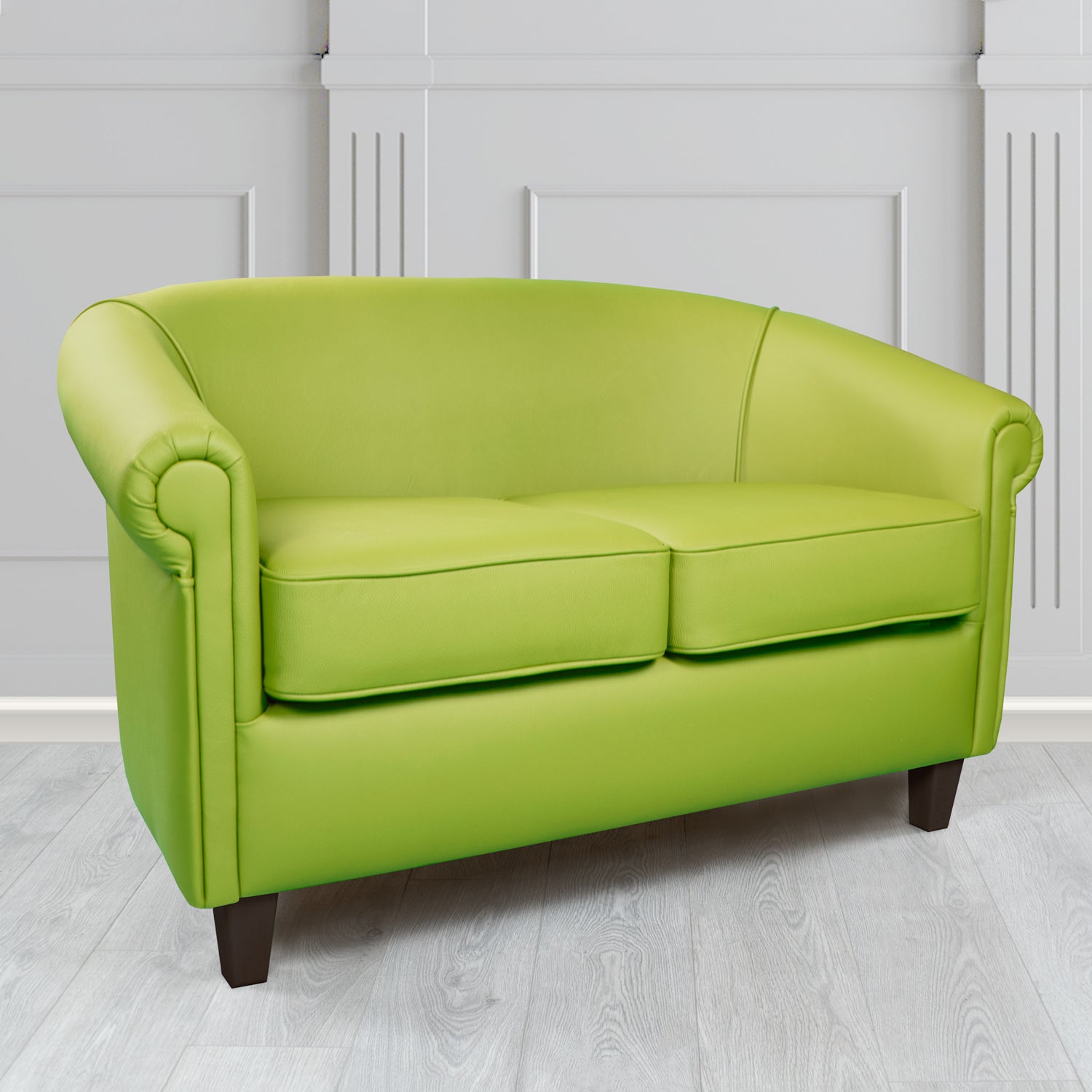 Siena Crib 5 Shelly Field Green Genuine Leather 2 Seater Tub Sofa - The Tub Chair Shop
