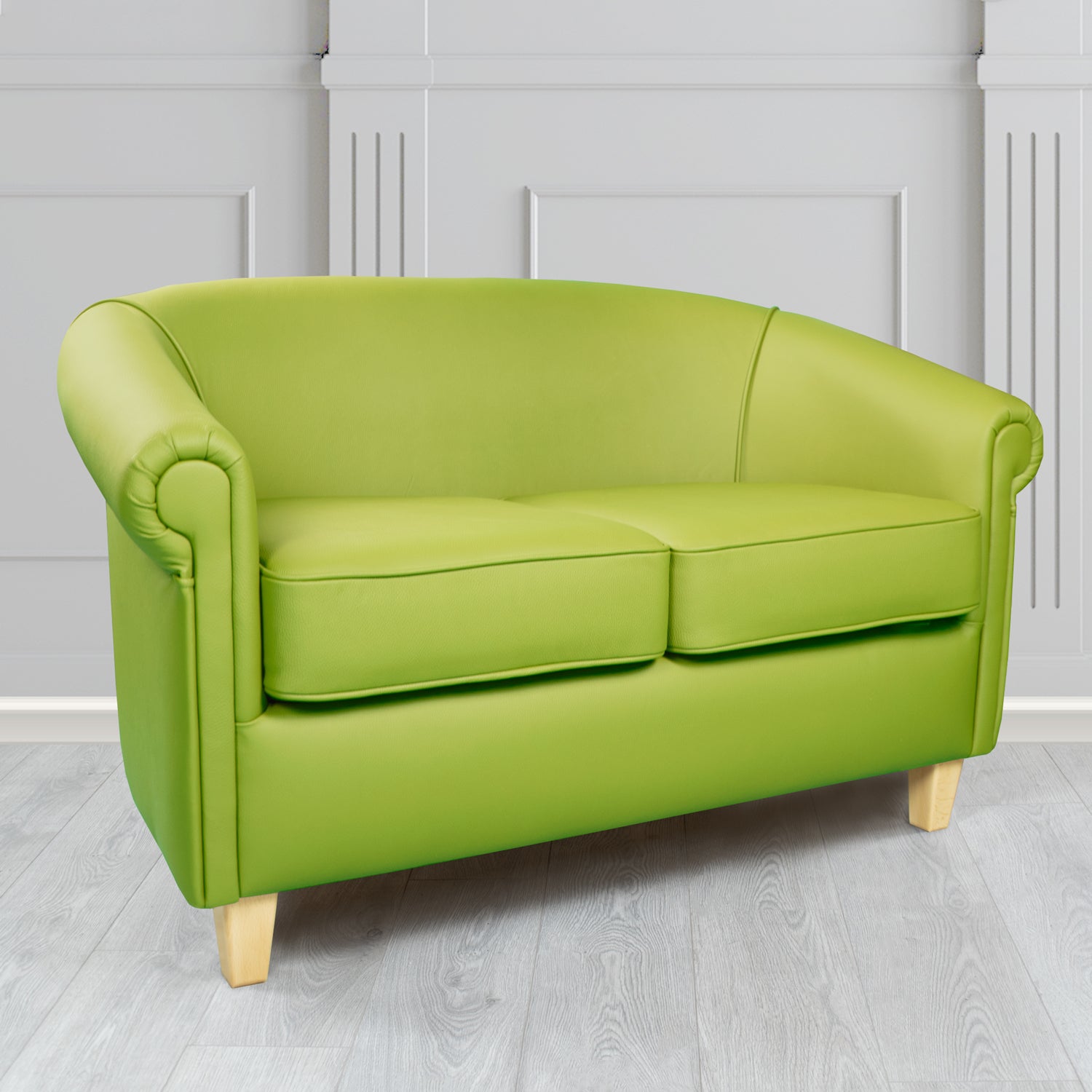 Siena Crib 5 Shelly Field Green Genuine Leather 2 Seater Tub Sofa - The Tub Chair Shop