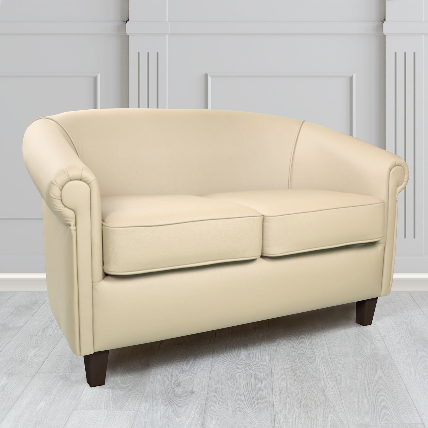 Siena Crib 5 Shelly Ivory Genuine Leather 2 Seater Tub Sofa - The Tub Chair Shop