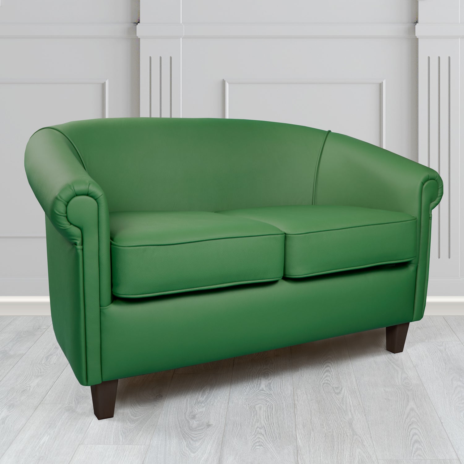 Siena Crib 5 Shelly Jade Green Genuine Leather 2 Seater Tub Sofa - The Tub Chair Shop