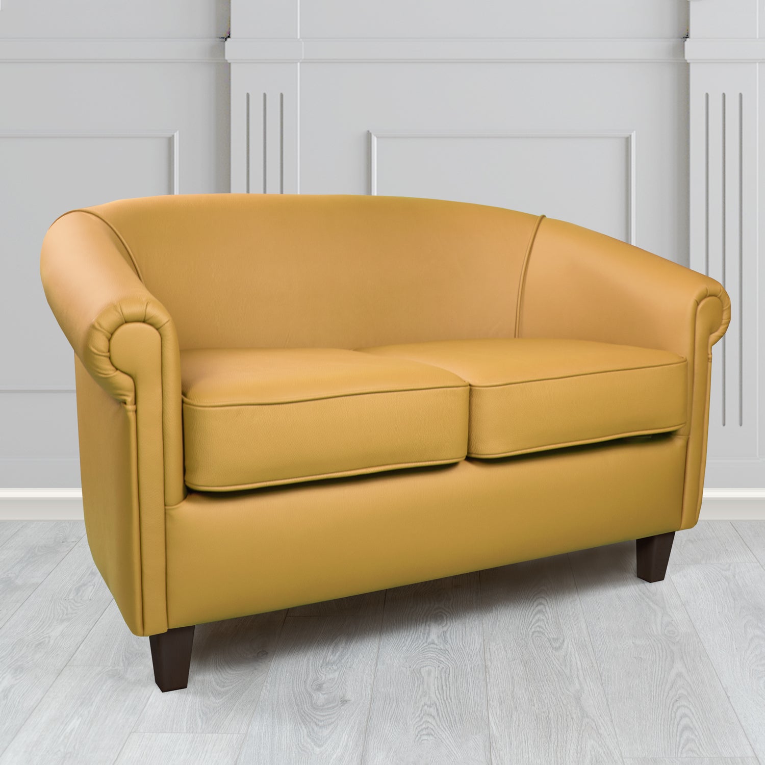Siena Crib 5 Shelly Parchment Genuine Leather 2 Seater Tub Sofa - The Tub Chair Shop
