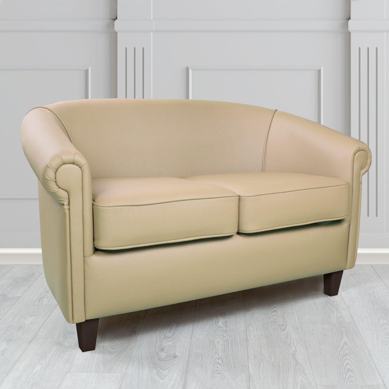 Siena Crib 5 Shelly Pebble Genuine Leather 2 Seater Tub Sofa - The Tub Chair Shop