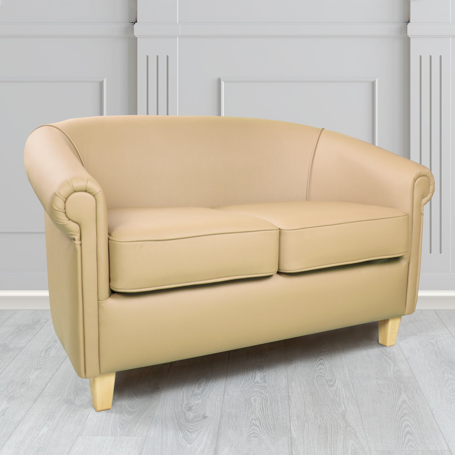 Siena Crib 5 Shelly Stone Genuine Leather 2 Seater Tub Sofa - The Tub Chair Shop
