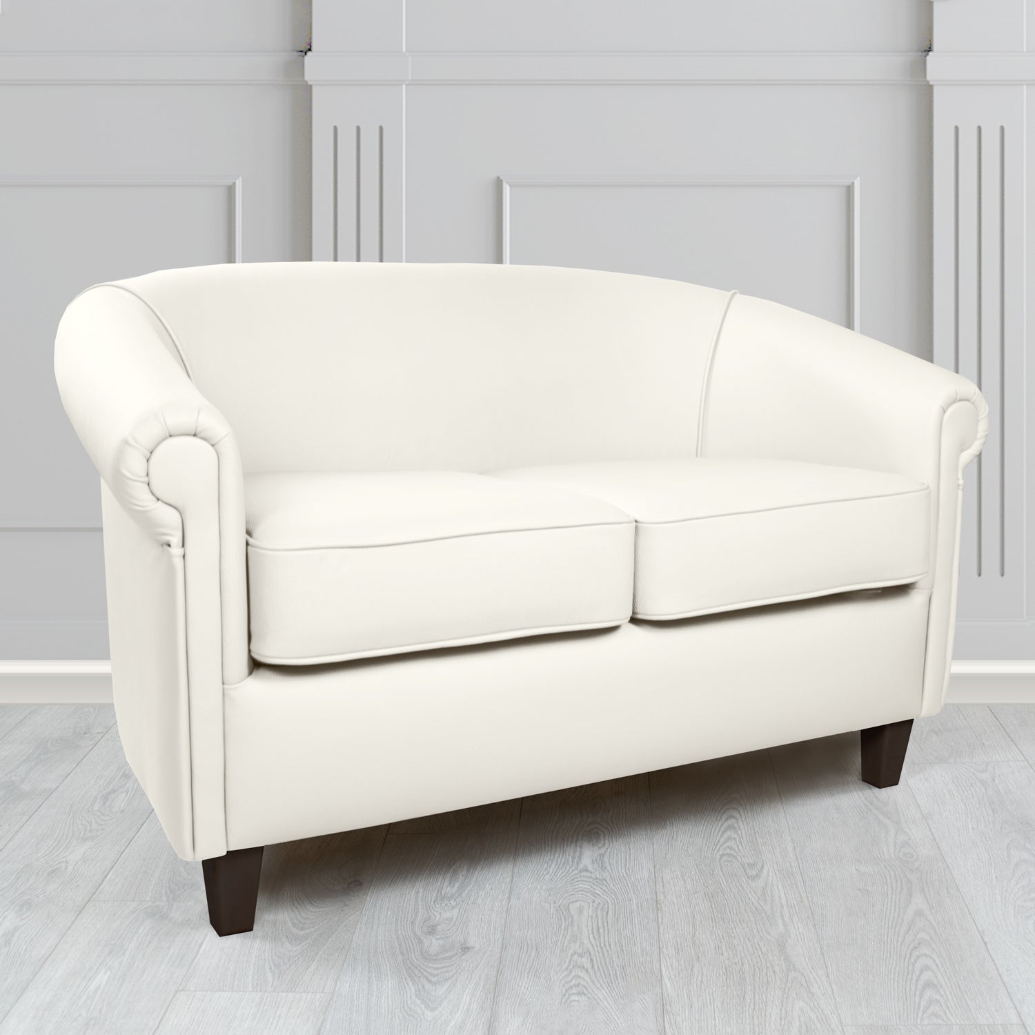 Siena Crib 5 Shelly White Genuine Leather 2 Seater Tub Sofa - The Tub Chair Shop