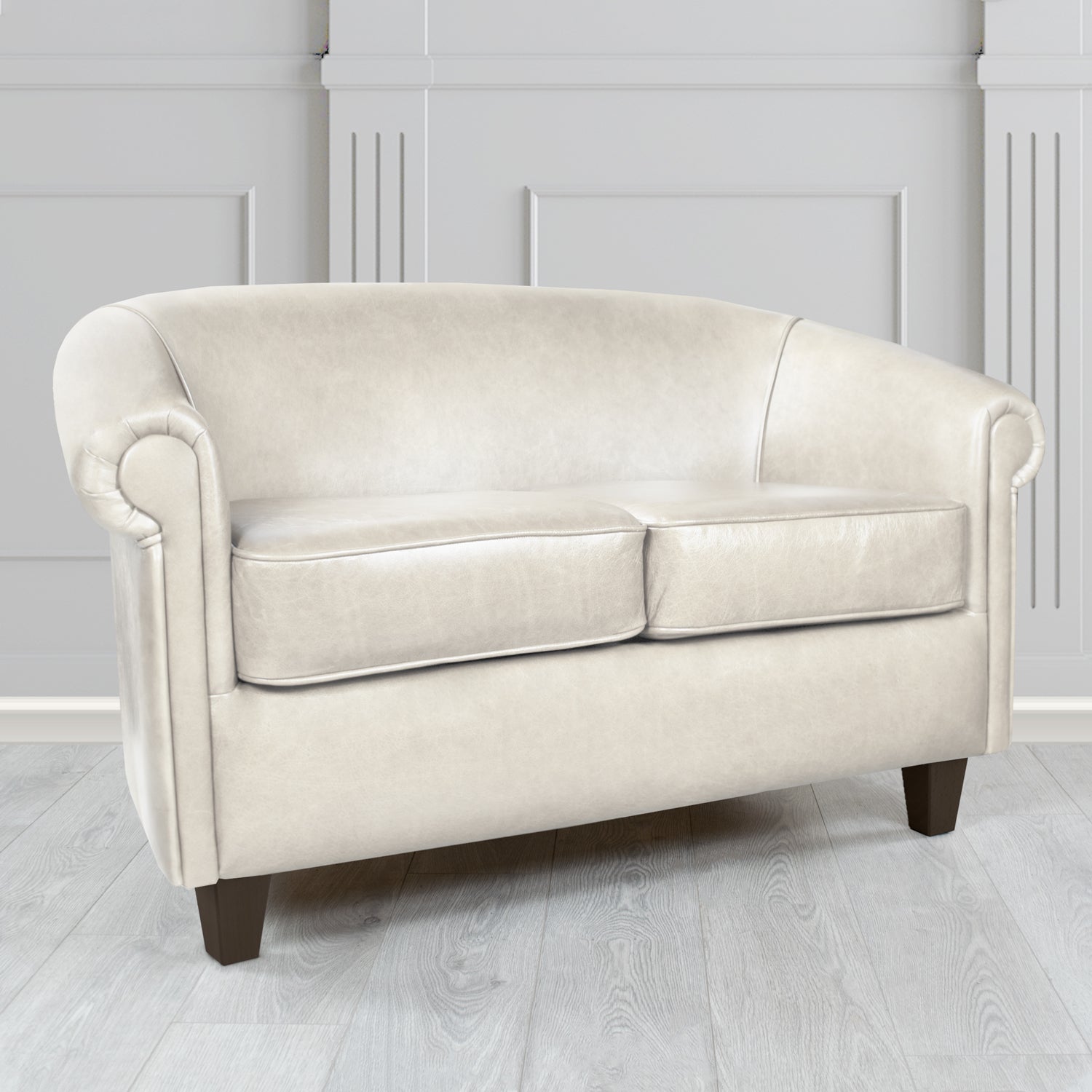 Siena 2 Seater Tub Sofa in Crib 5 Old English Ghost Genuine Leather - The Tub Chair Shop