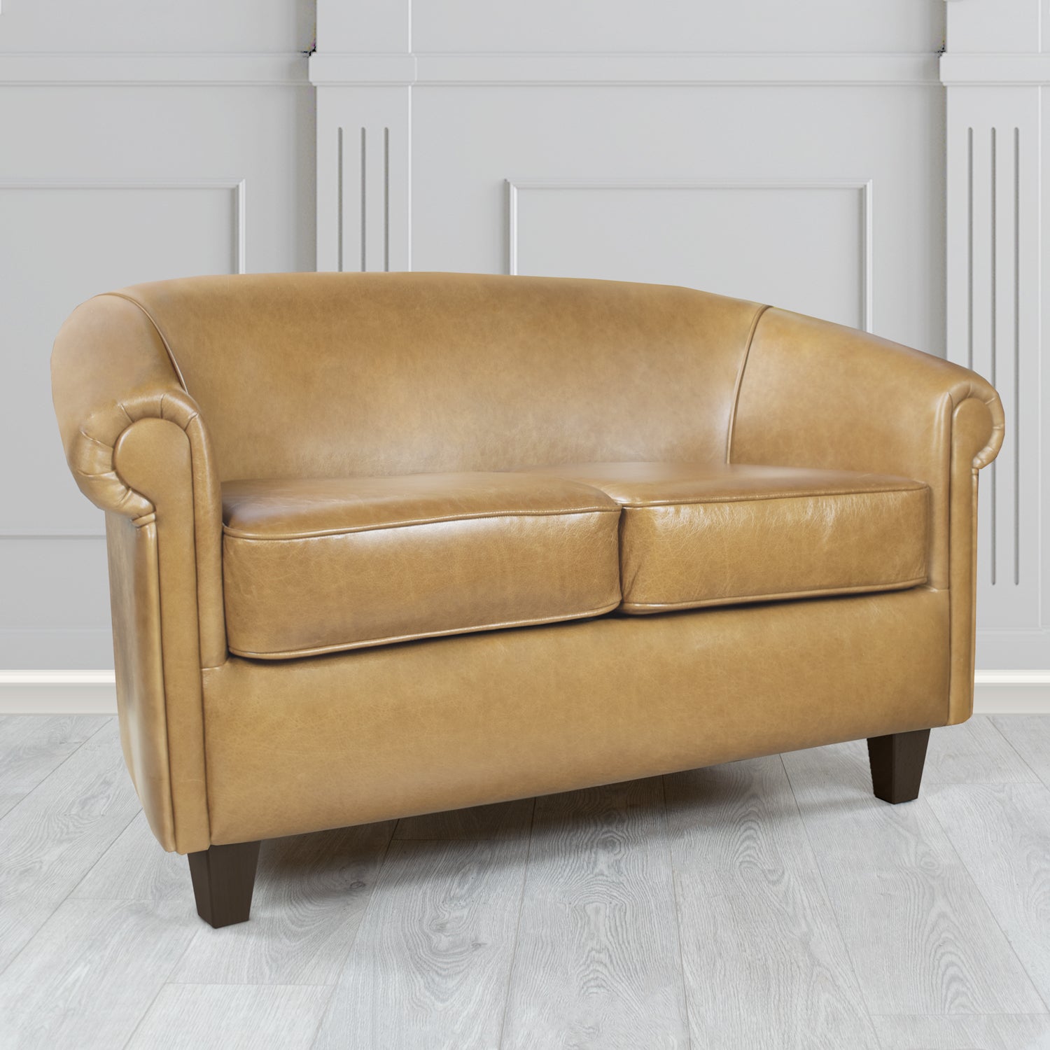 Siena 2 Seater Tub Sofa in Crib 5 Old English Parchment Genuine Leather - The Tub Chair Shop
