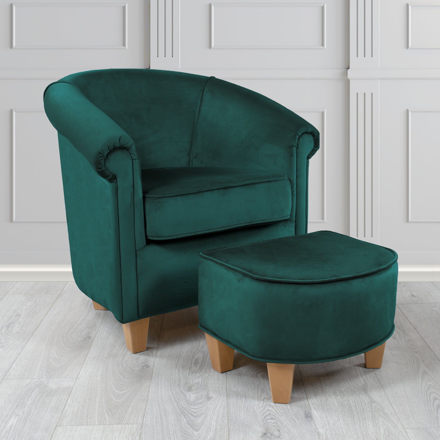Siena Passione Bottle PAS2701 Velvet Fabric Tub Chair & Footstool Set (4680408432682)