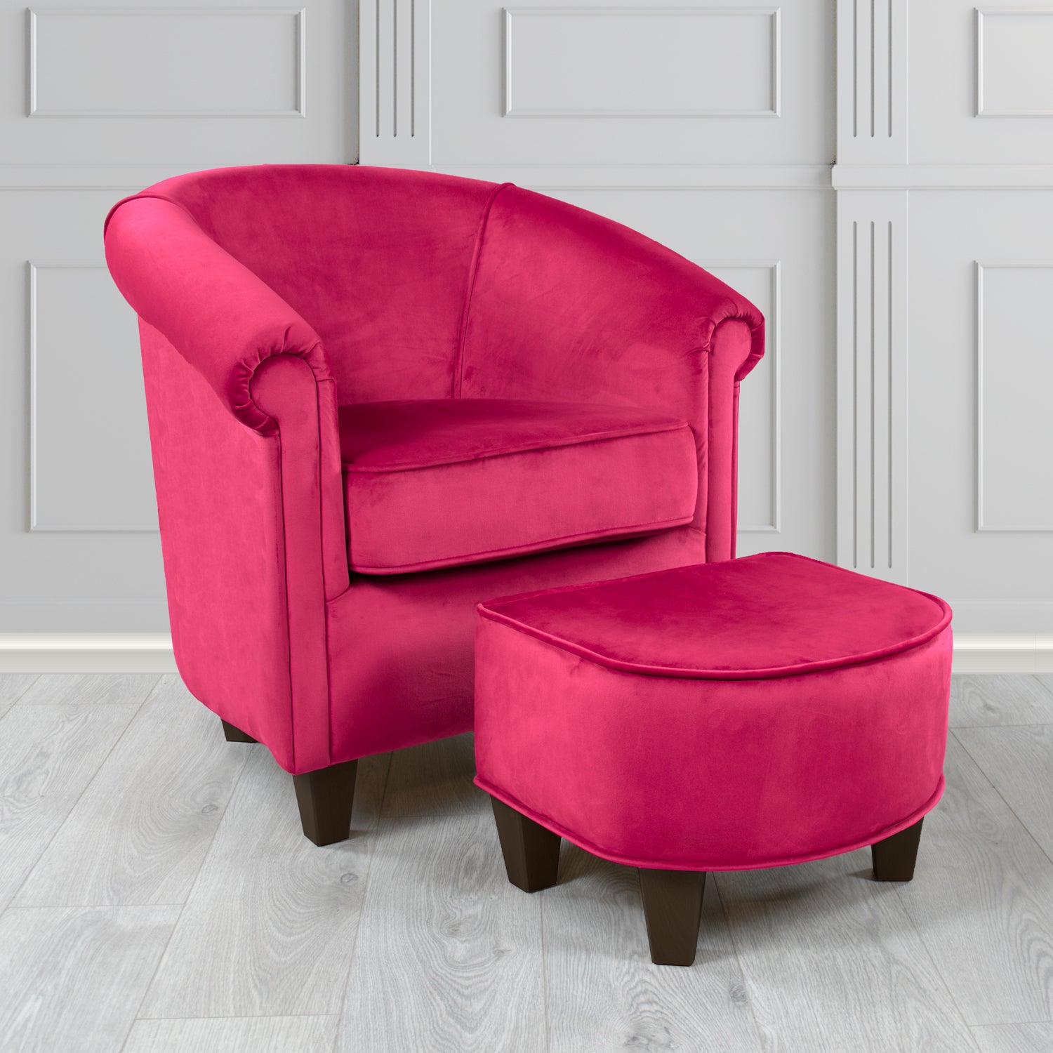 Siena Passione Cerise PAS2727 Velvet Fabric Tub Chair & Footstool Set (4680408727594)