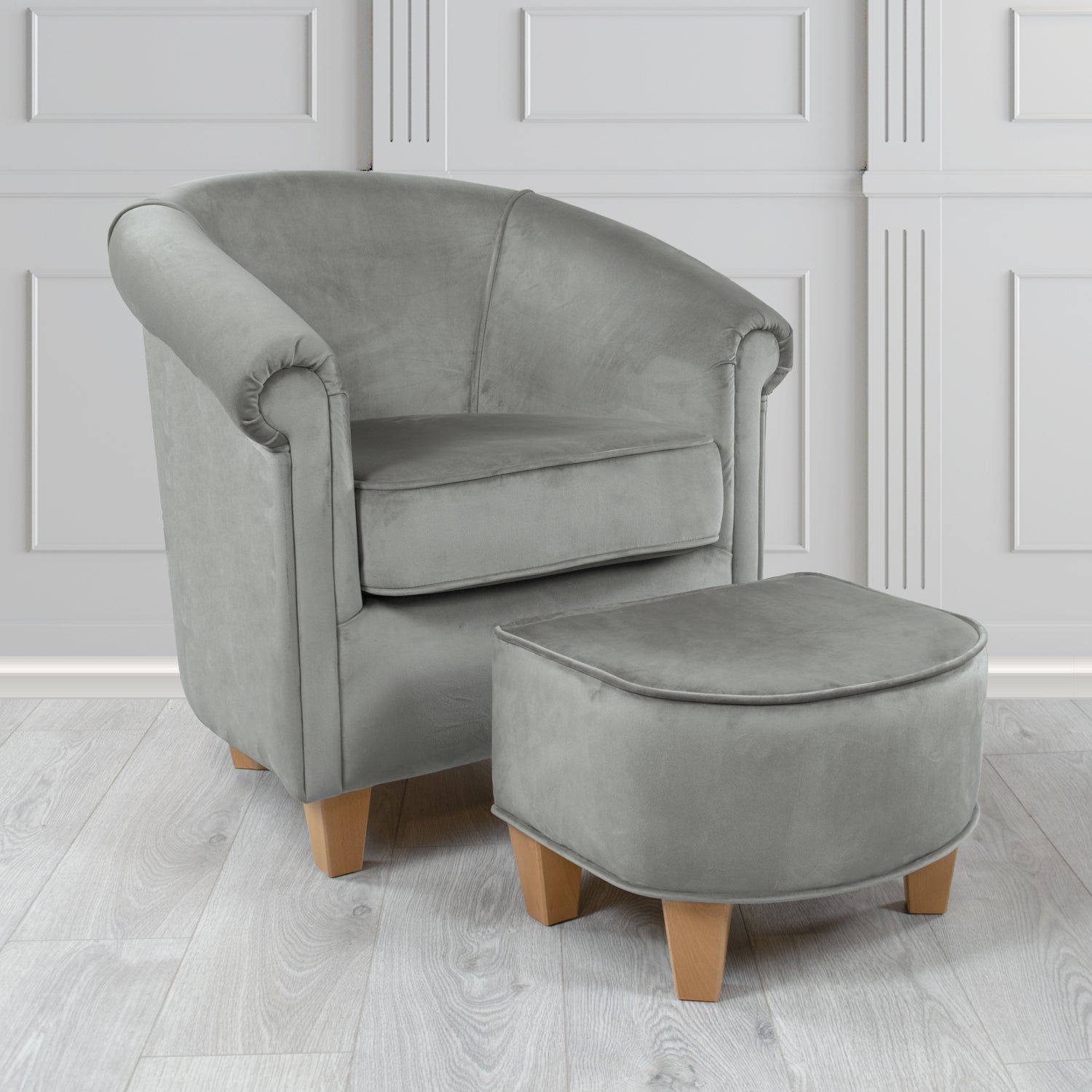 Siena Passione Elephant PAS2731 Velvet Fabric Tub Chair & Footstool Set (4680410595370)