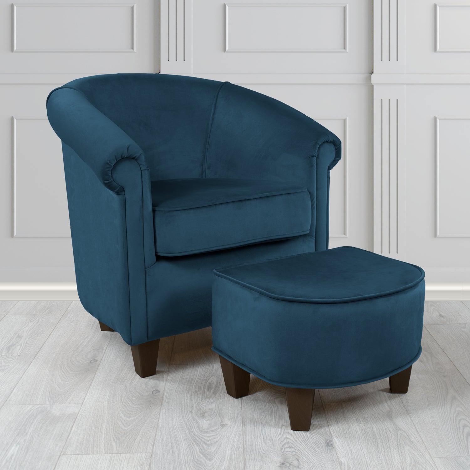 Siena Passione Indigo PAS2722 Velvet Fabric Tub Chair & Footstool Set (4680421834794)
