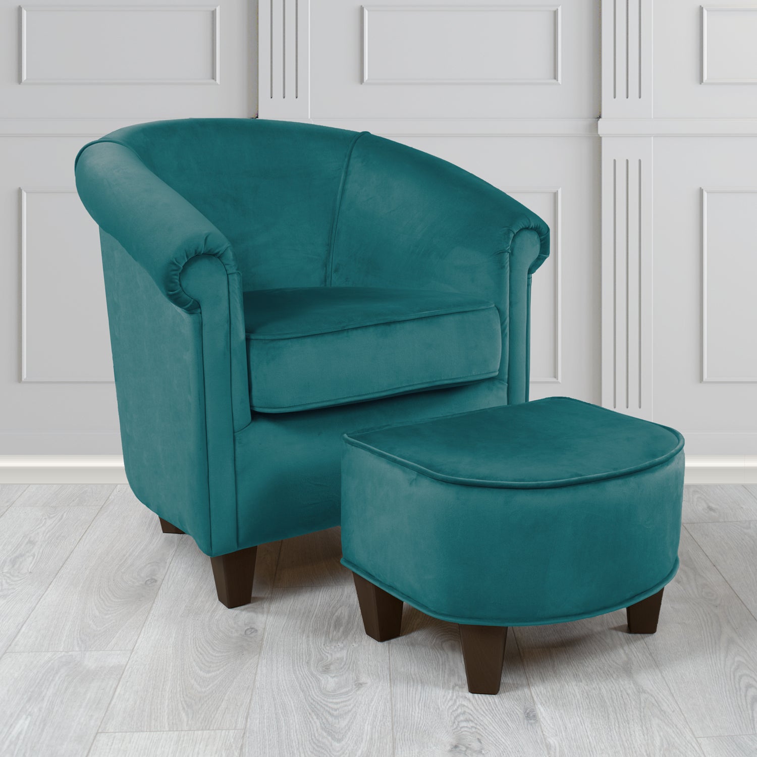 Siena Passione Kingfisher PAS2720 Velvet Fabric Tub Chair & Footstool Set (4680422850602)
