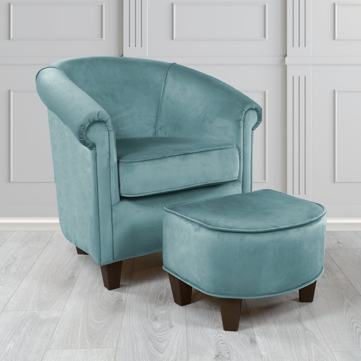 Siena Passione Wedgwood PAS2719 Velvet Fabric Tub Chair & Footstool Set (4680428781610)