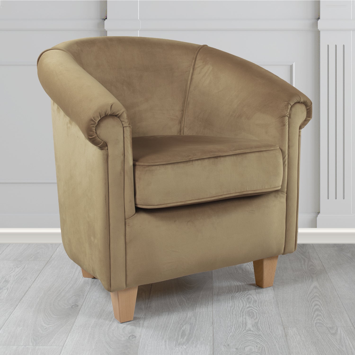 Siena Monaco Biscuit Plush Velvet Fabric Tub Chair (6620577693738)