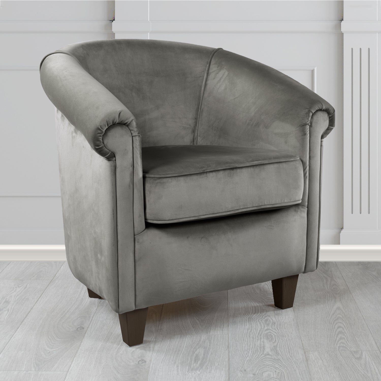 Siena Monaco Charcoal Plush Velvet Fabric Tub Chair (6620585951274)