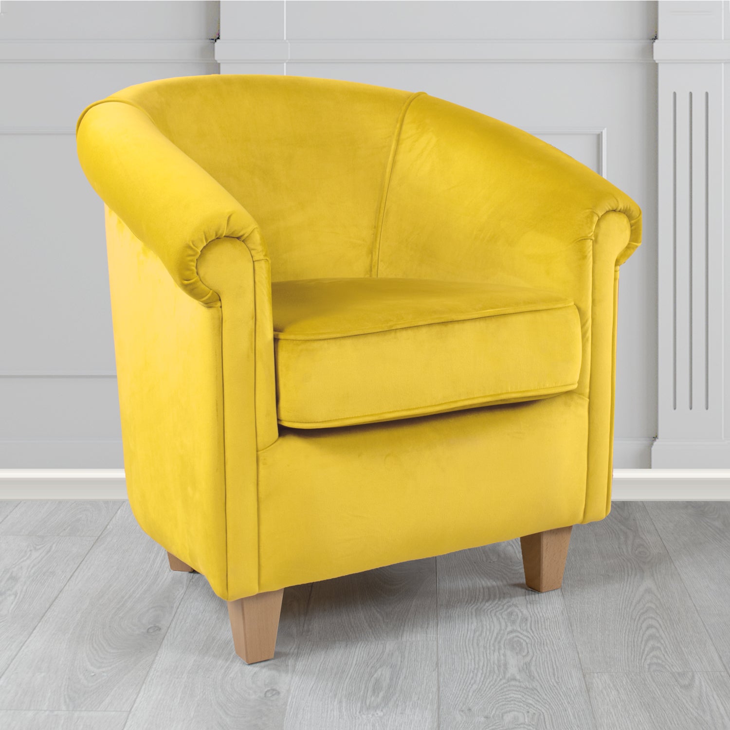 Siena Monaco Lemon Plush Velvet Fabric Tub Chair (6620593782826)