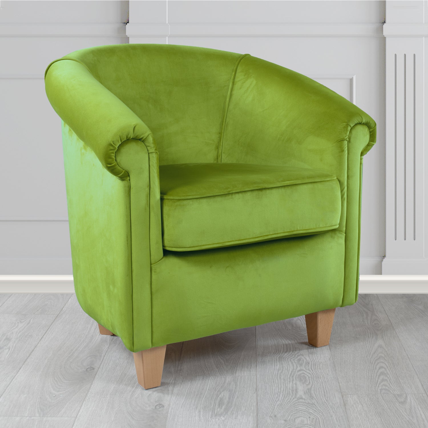Siena Monaco Olive Plush Velvet Fabric Tub Chair (6620598075434)