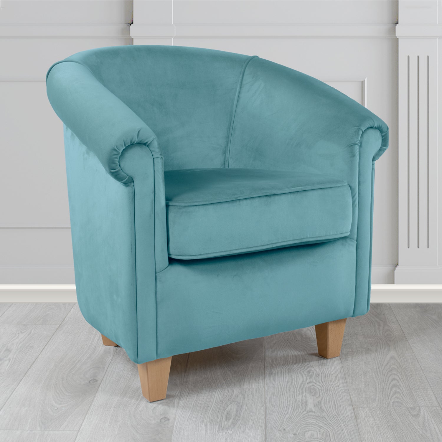 Siena Monaco Sky Plush Velvet Fabric Tub Chair (6620607774762)