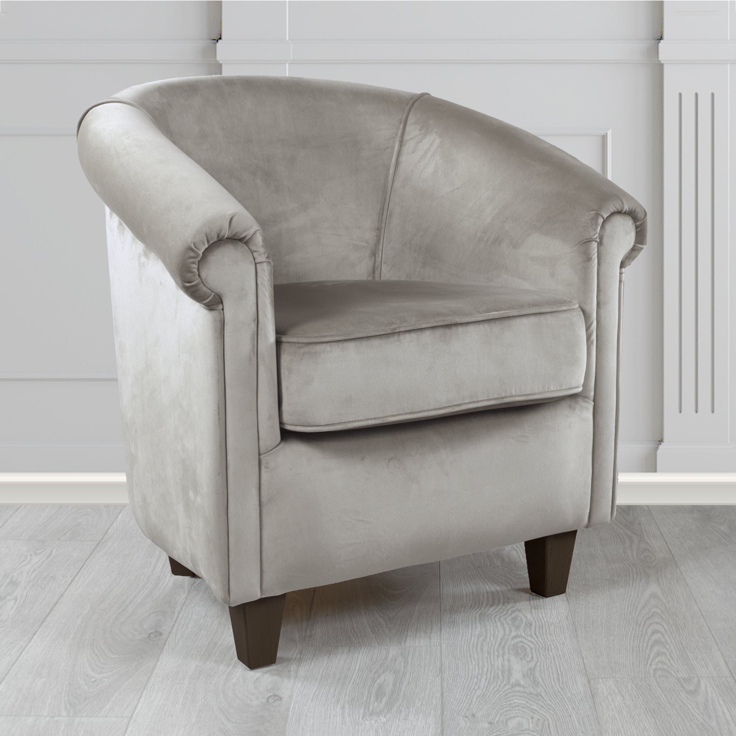 Siena Monaco Steel Plush Velvet Fabric Tub Chair (6620607840298)