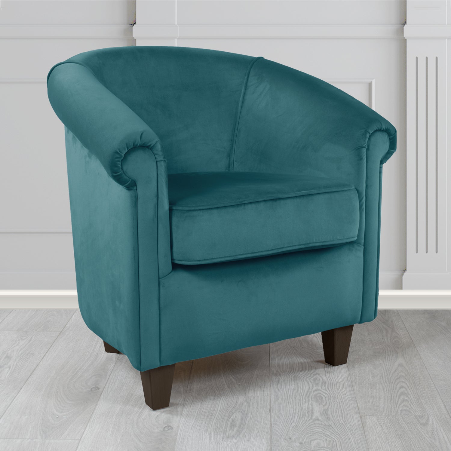 Siena Monaco Teal Plush Velvet Fabric Tub Chair (6620608167978)