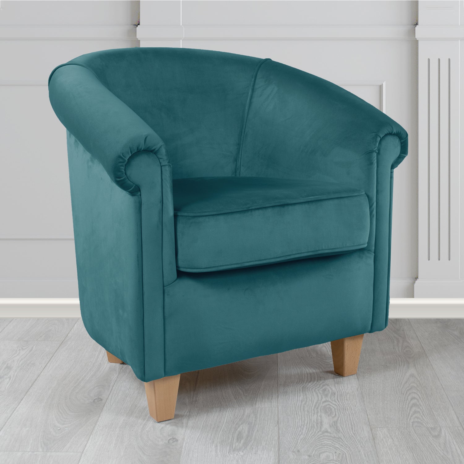 Siena Monaco Teal Plush Velvet Fabric Tub Chair (6620608167978)