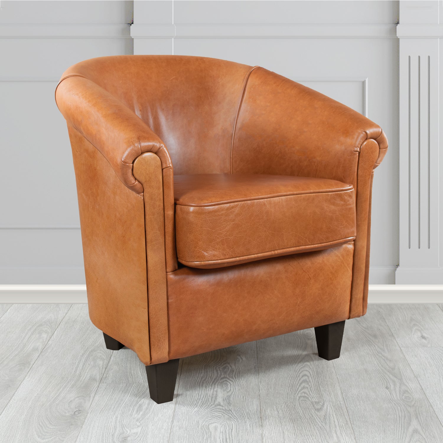 Siena Crib 5 Old English Bruciato Genuine Leather Tub Chair (4683622088746)