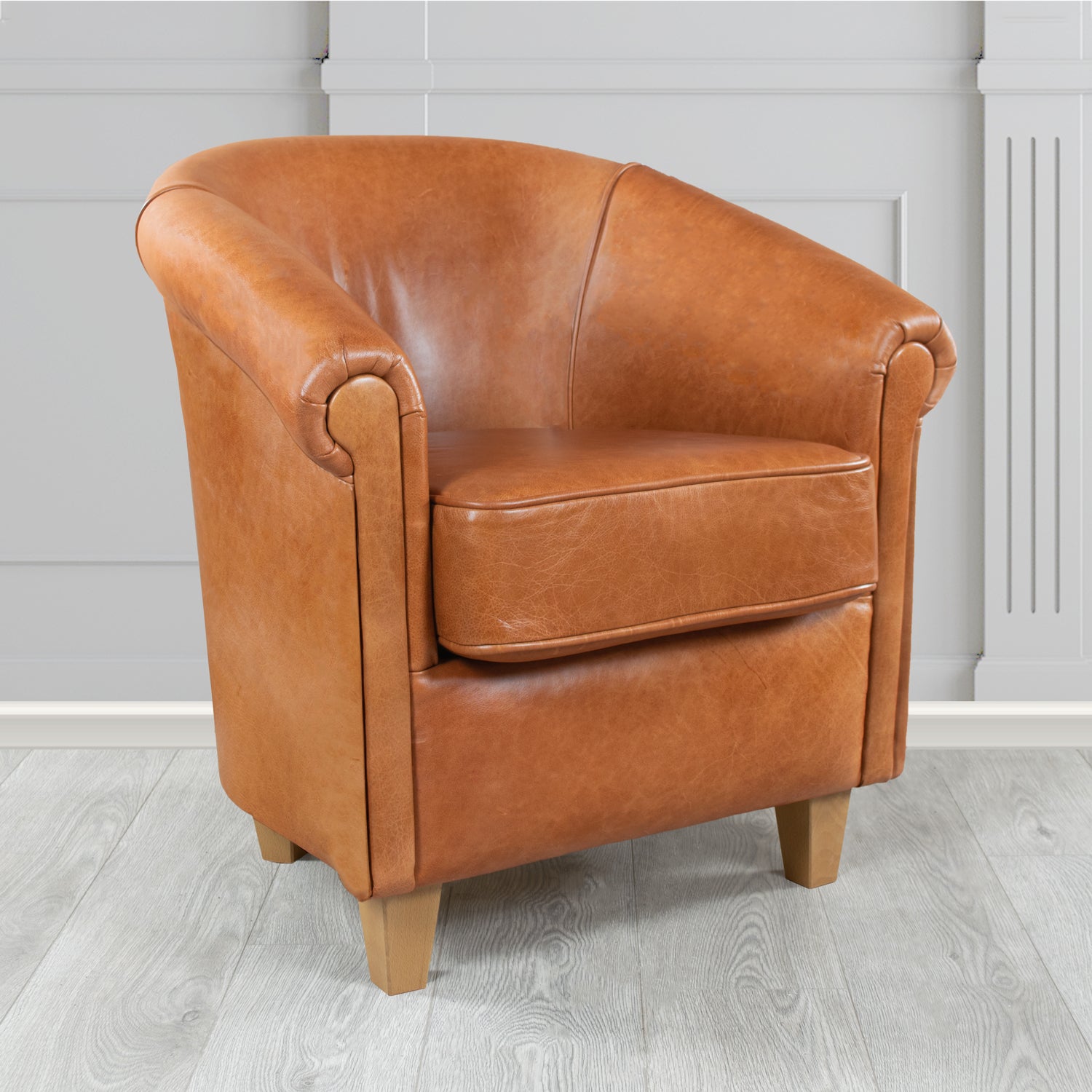 Siena Crib 5 Old English Bruciato Genuine Leather Tub Chair (4683622088746)