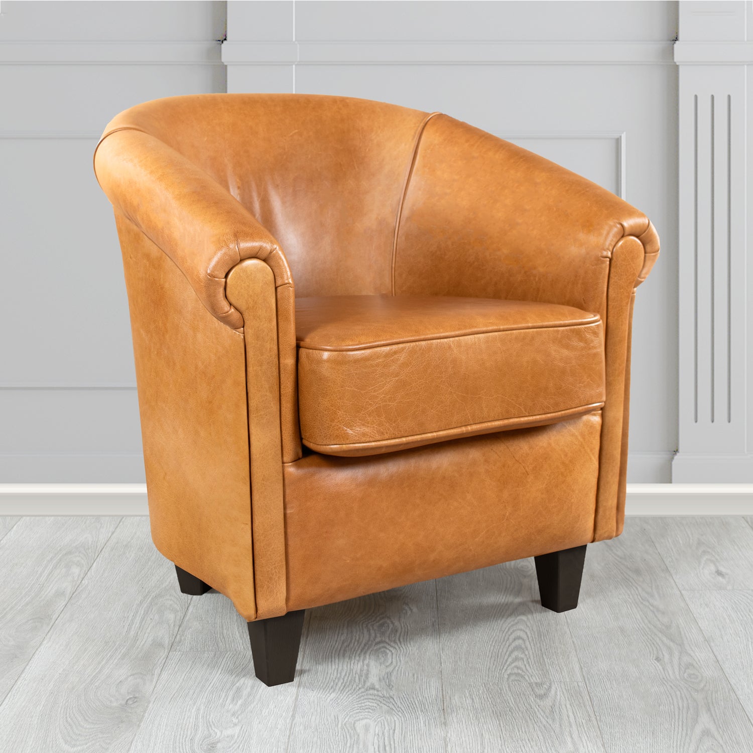 Siena Crib 5 Old English Buckskin Genuine Leather Tub Chair (4683622907946)