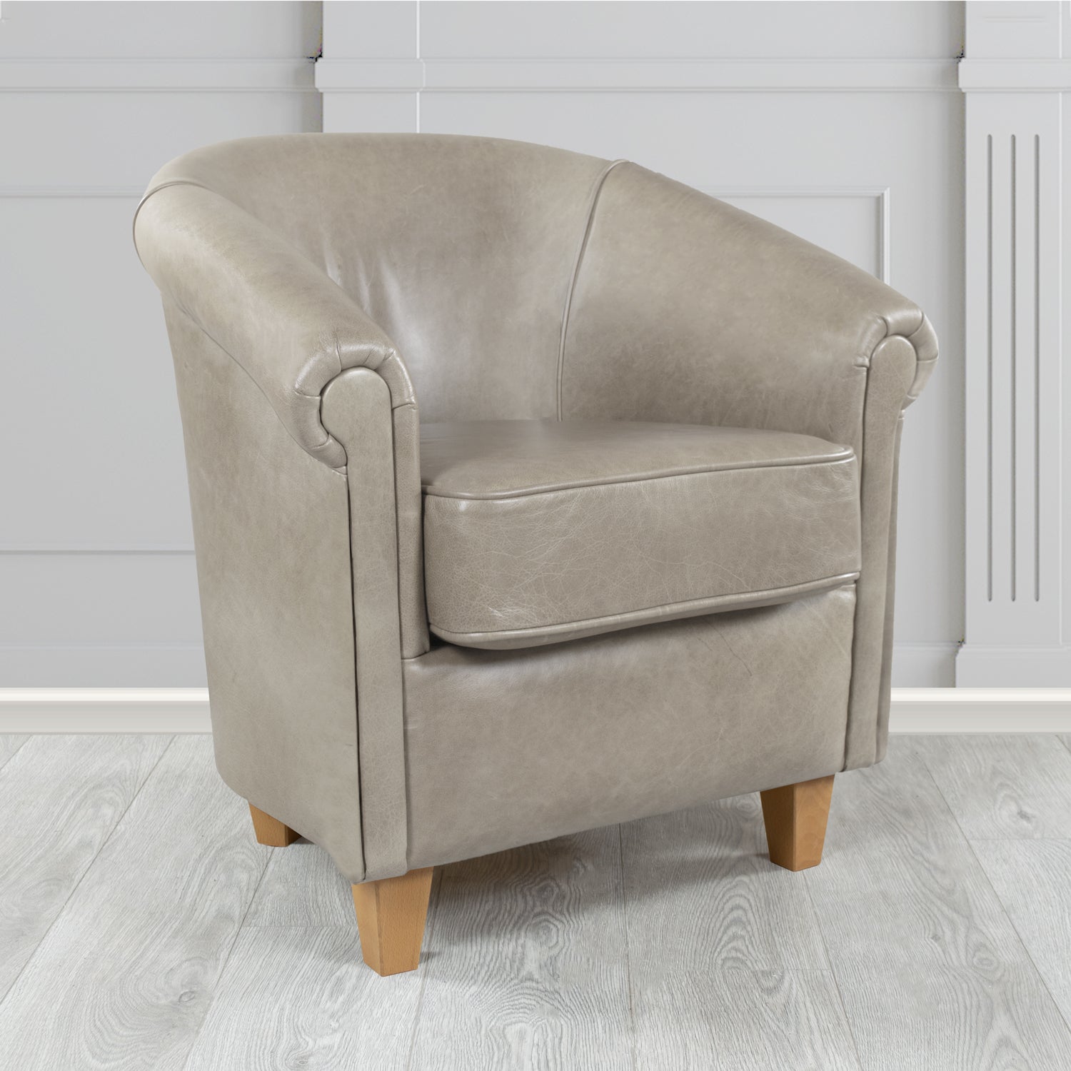 Siena Crib 5 Old English Fog Genuine Leather Tub Chair (4683626610730)