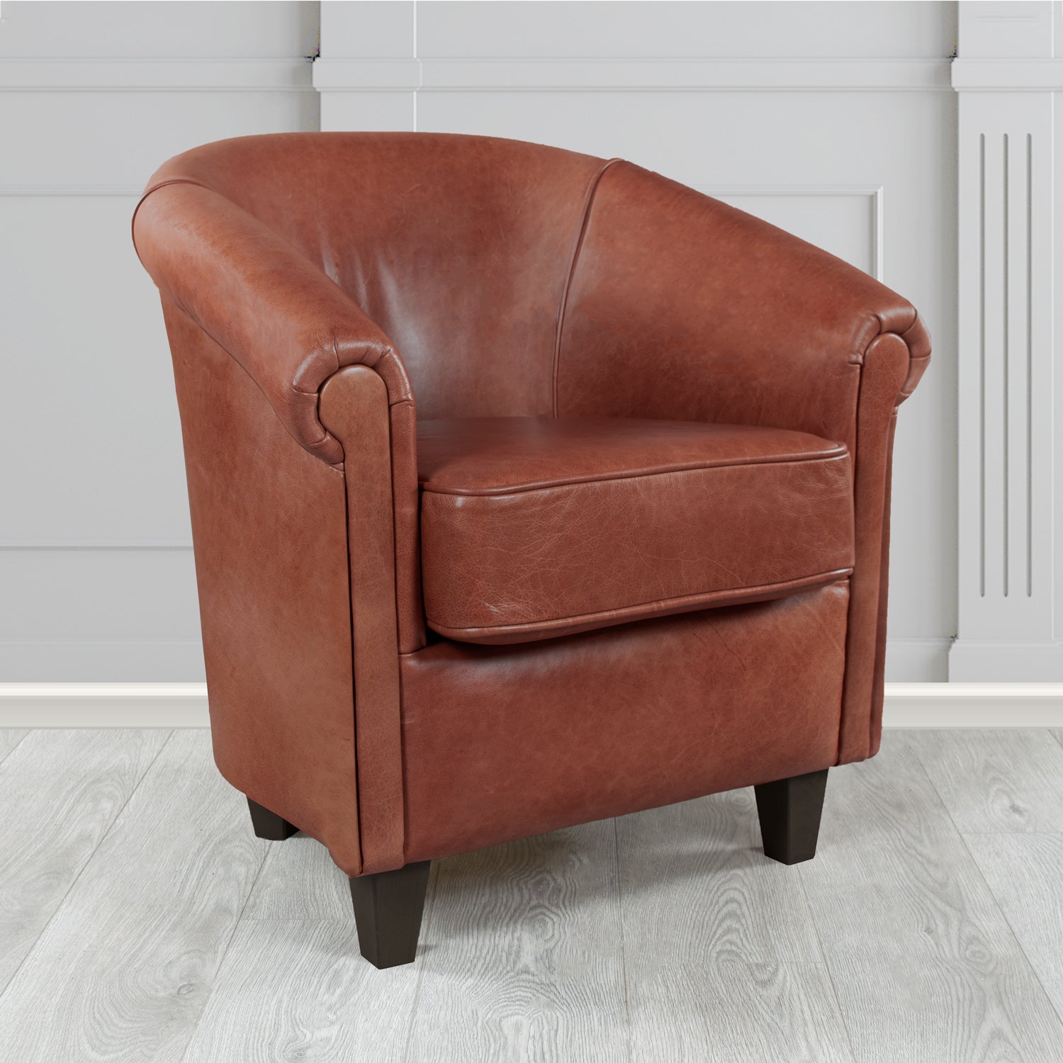 Siena Crib 5 Old English Hazel Genuine Leather Tub Chair (4683633688618)