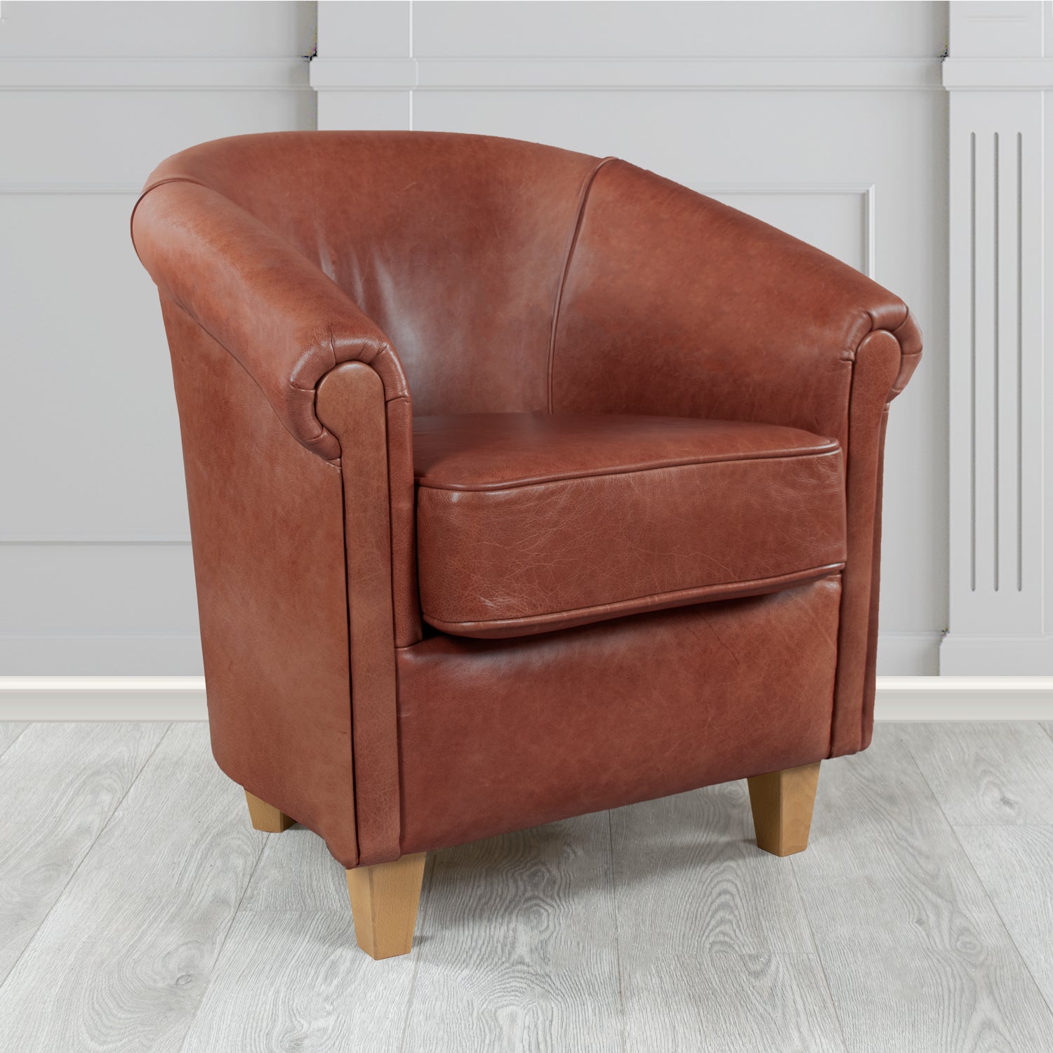 Siena Crib 5 Old English Hazel Genuine Leather Tub Chair (4683633688618)