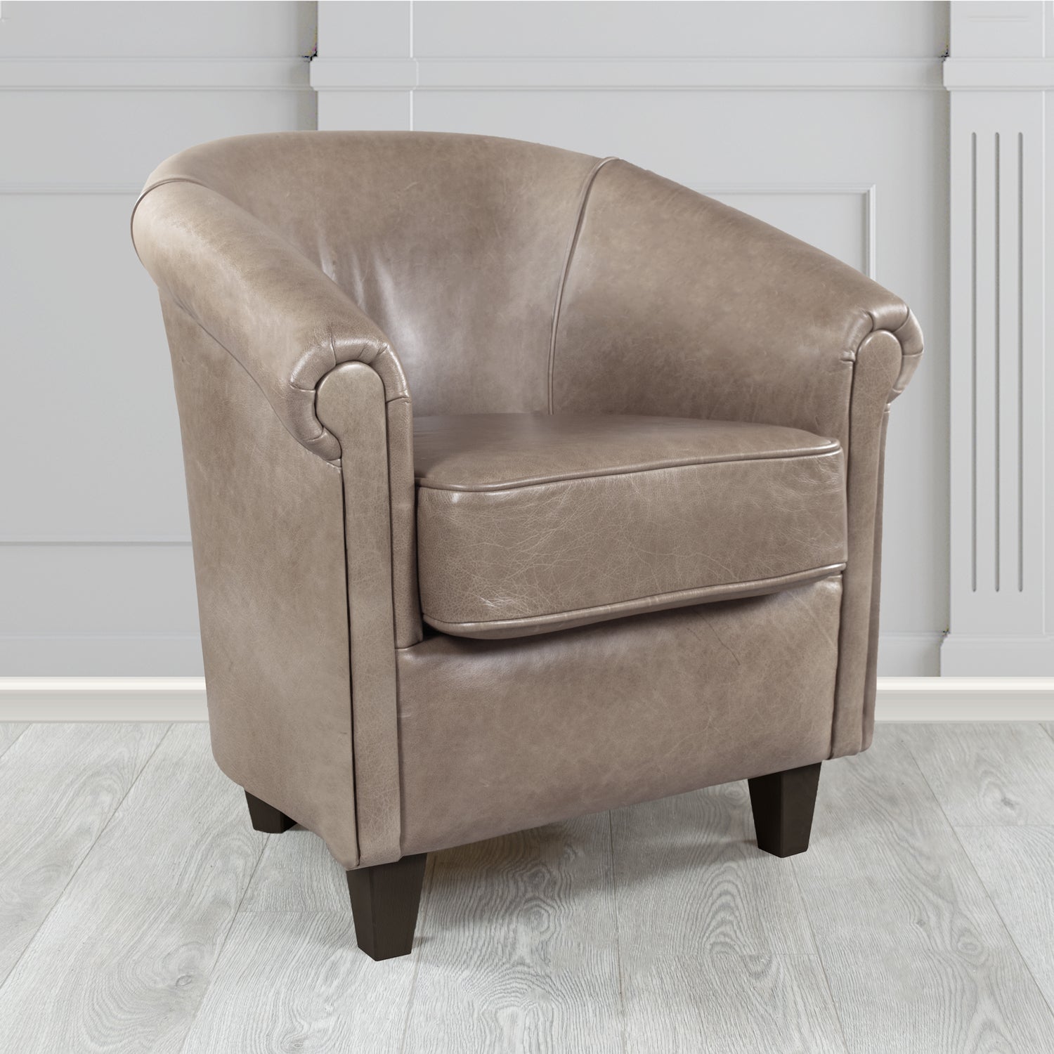 Siena Crib 5 Old English Lead Genuine Leather Tub Chair (4683634507818)