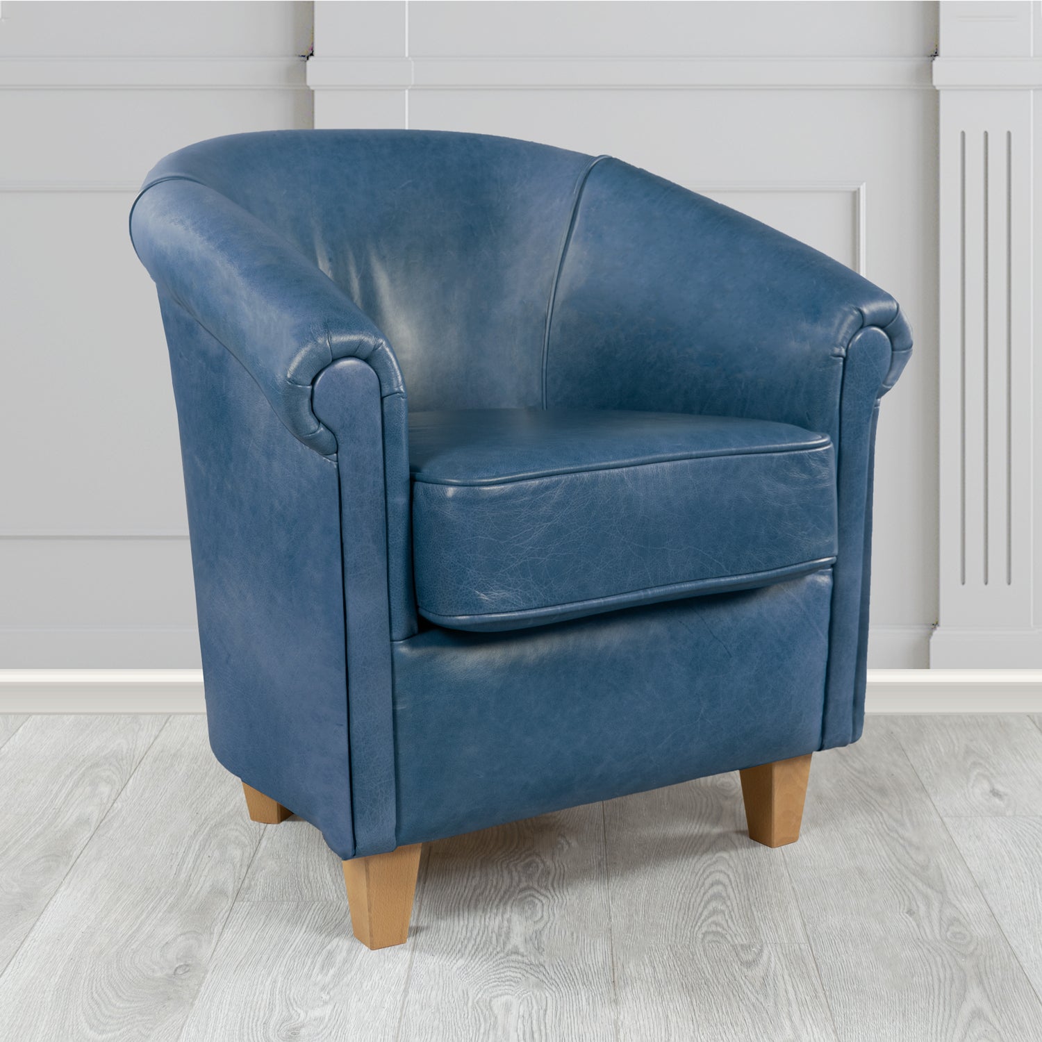 Siena Crib 5 Old English Ocean Genuine Leather Tub Chair (4683635032106)