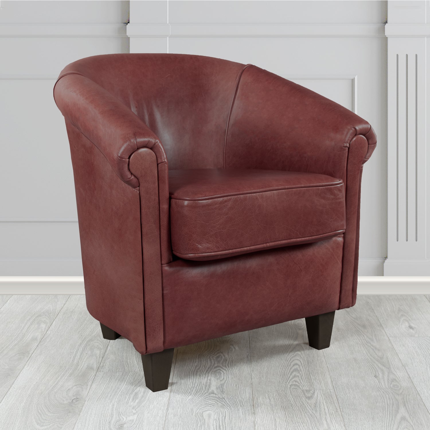Siena Crib 5 Old English Red Brown Genuine Leather Tub Chair (4683638145066)