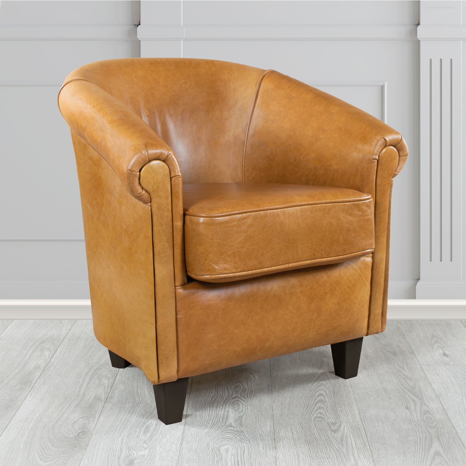 Siena Crib 5 Old English Saddle Genuine Leather Tub Chair (4683638833194)