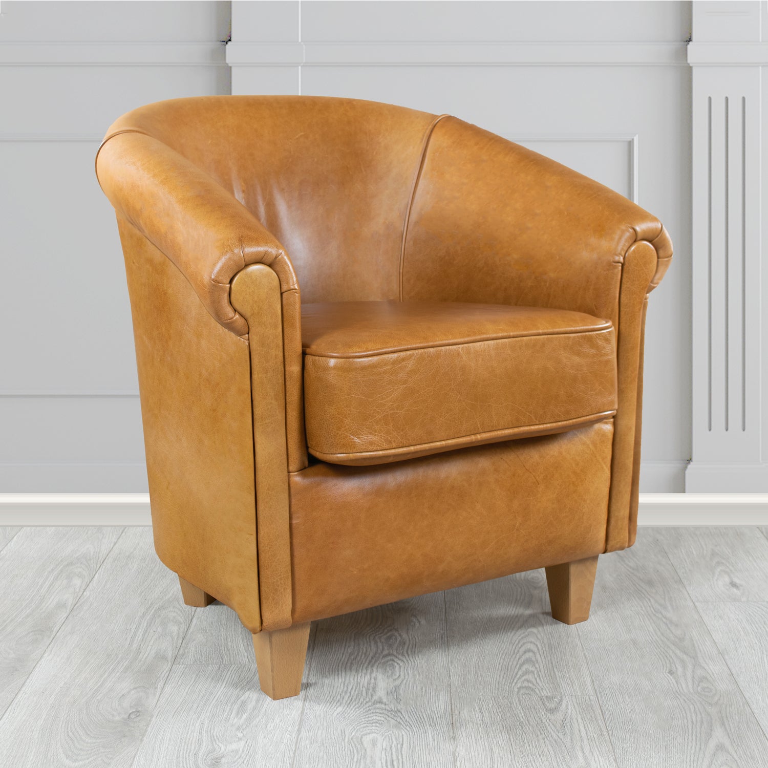 Siena Crib 5 Old English Saddle Genuine Leather Tub Chair (4683638833194)