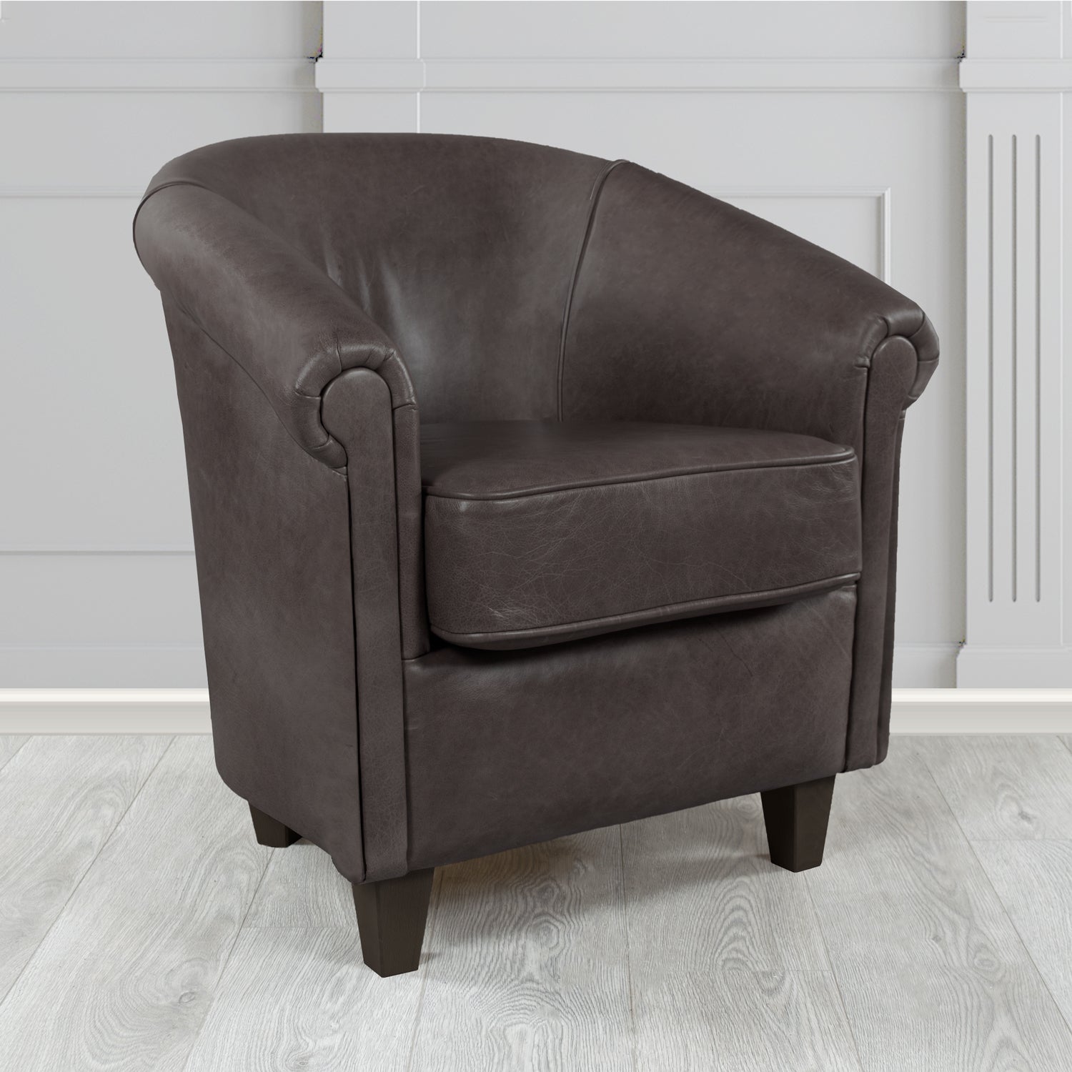 Siena Crib 5 Old English Smoke Genuine Leather Tub Chair (4683640340522)