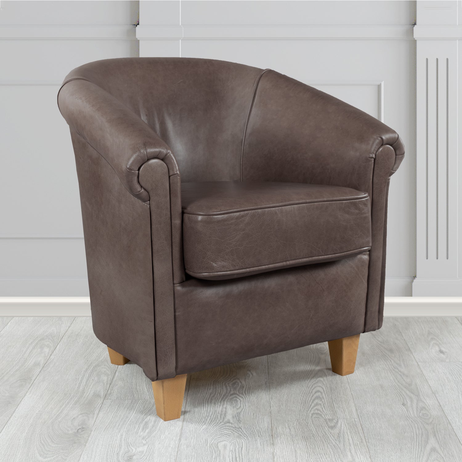 Siena Crib 5 Old English Storm Genuine Leather Tub Chair (4683640635434)