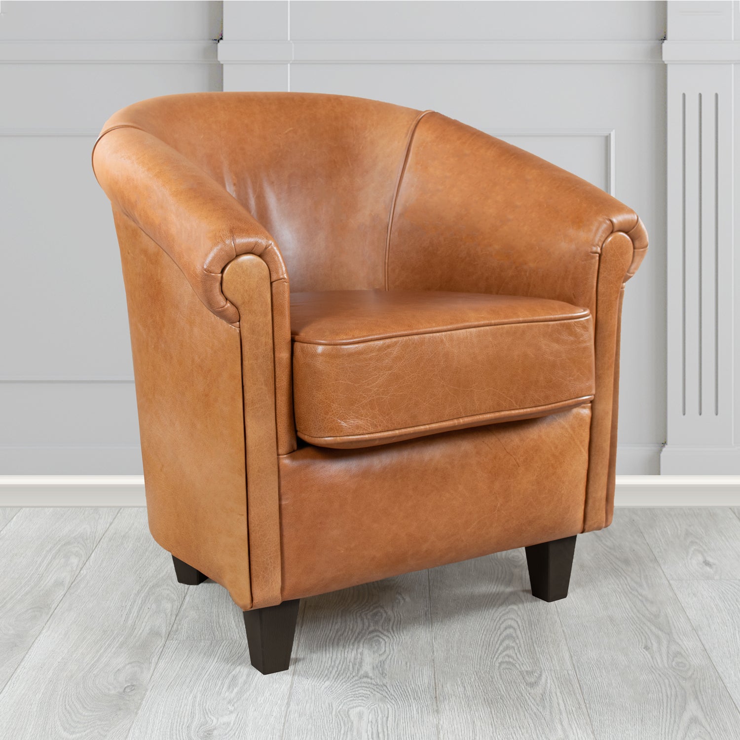 Siena Crib 5 Old English Tan Genuine Leather Tub Chair (4683640832042)