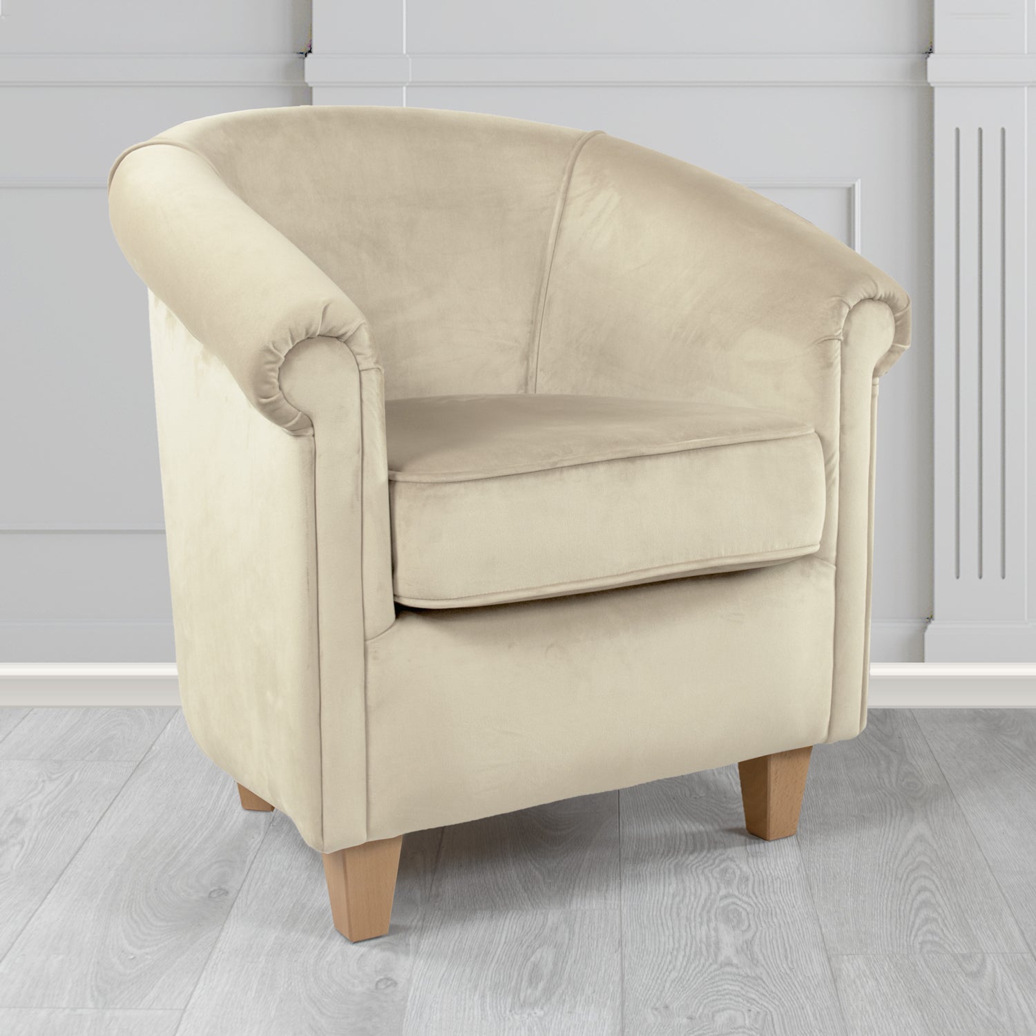 Siena Passione Ivory PAS2706 Velvet Fabric Tub Chair (4679843250218)