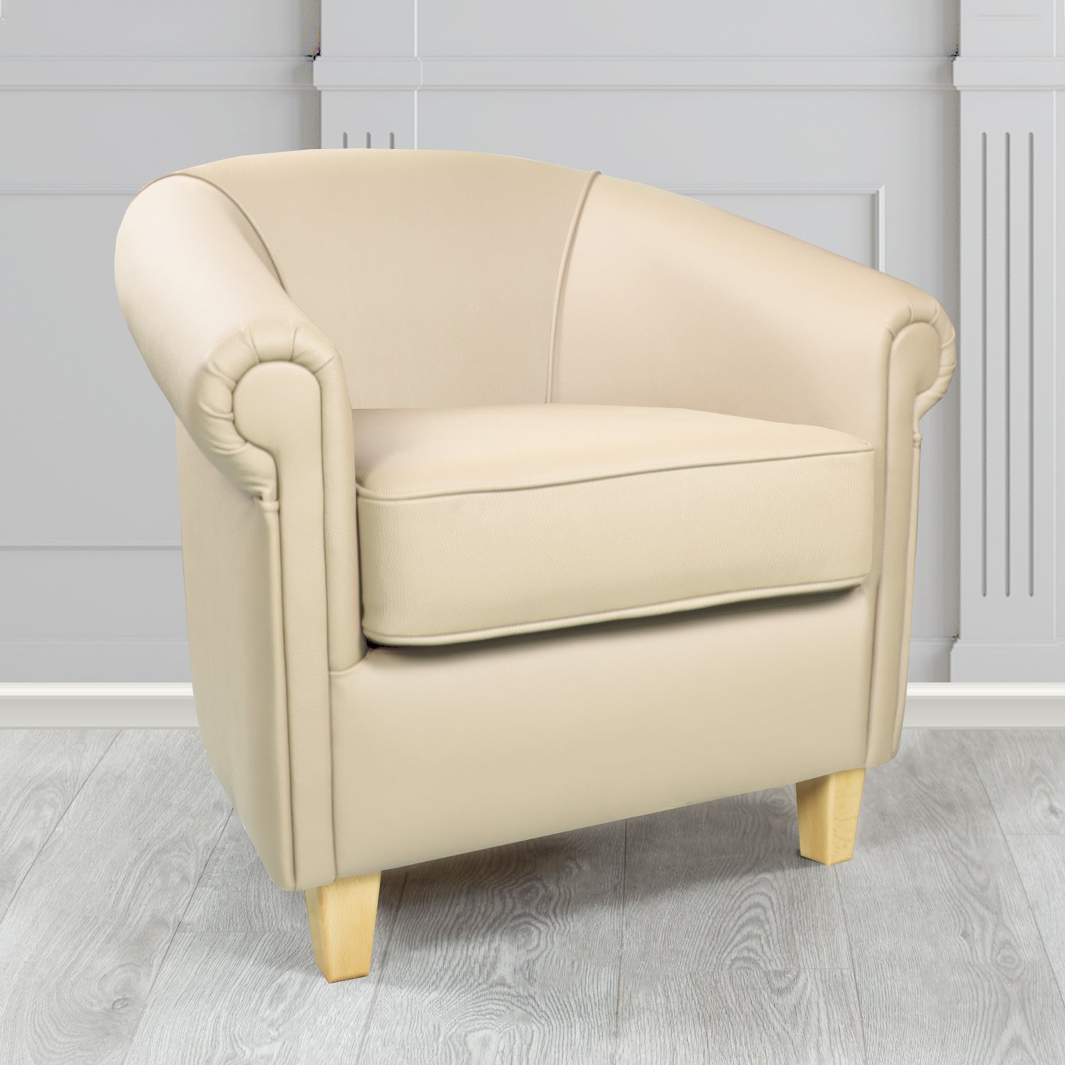 Siena Tub Chair in Crib 5 Shelly Almond Genuine Leather - The Tub Chair Shop