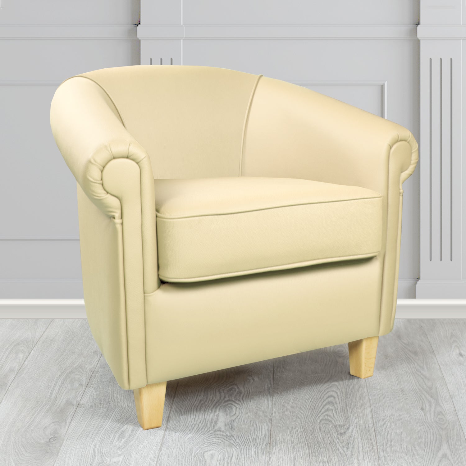 Siena Tub Chair in Crib 5 Shelly Cream Genuine Leather - The Tub Chair Shop