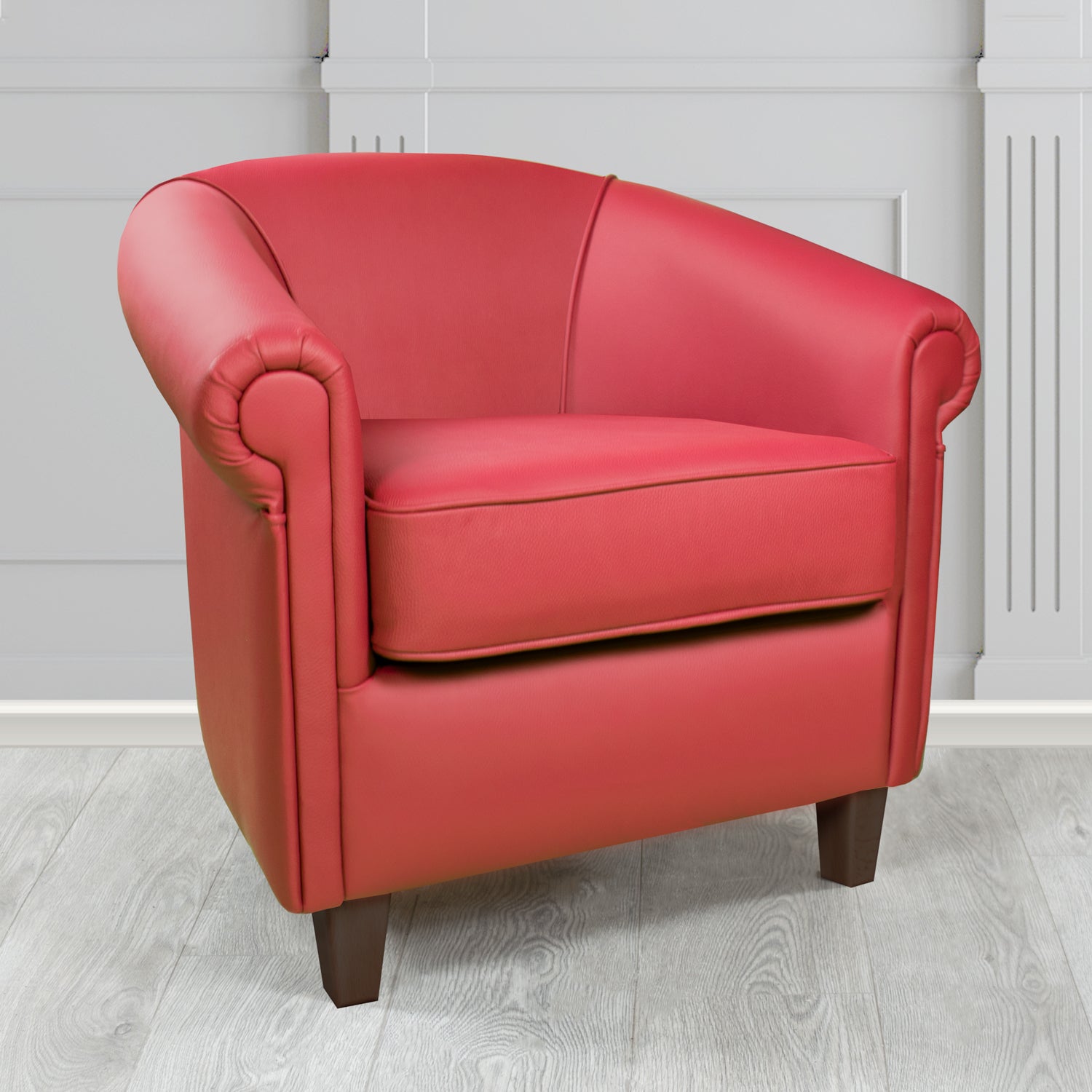 Siena Tub Chair in Crib 5 Shelly Crimson Genuine Leather - The Tub Chair Shop