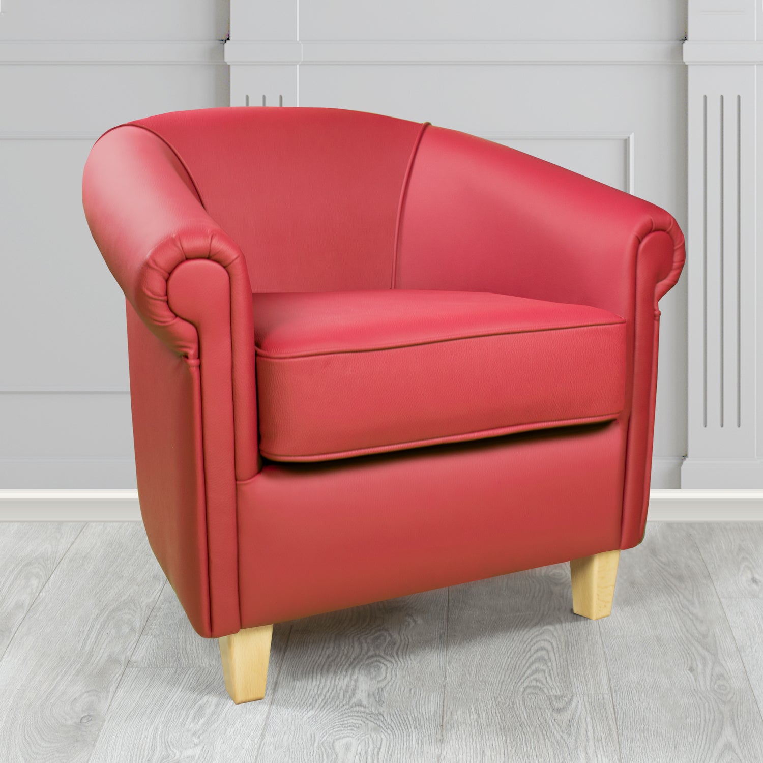 Siena Tub Chair in Crib 5 Shelly Crimson Genuine Leather - The Tub Chair Shop