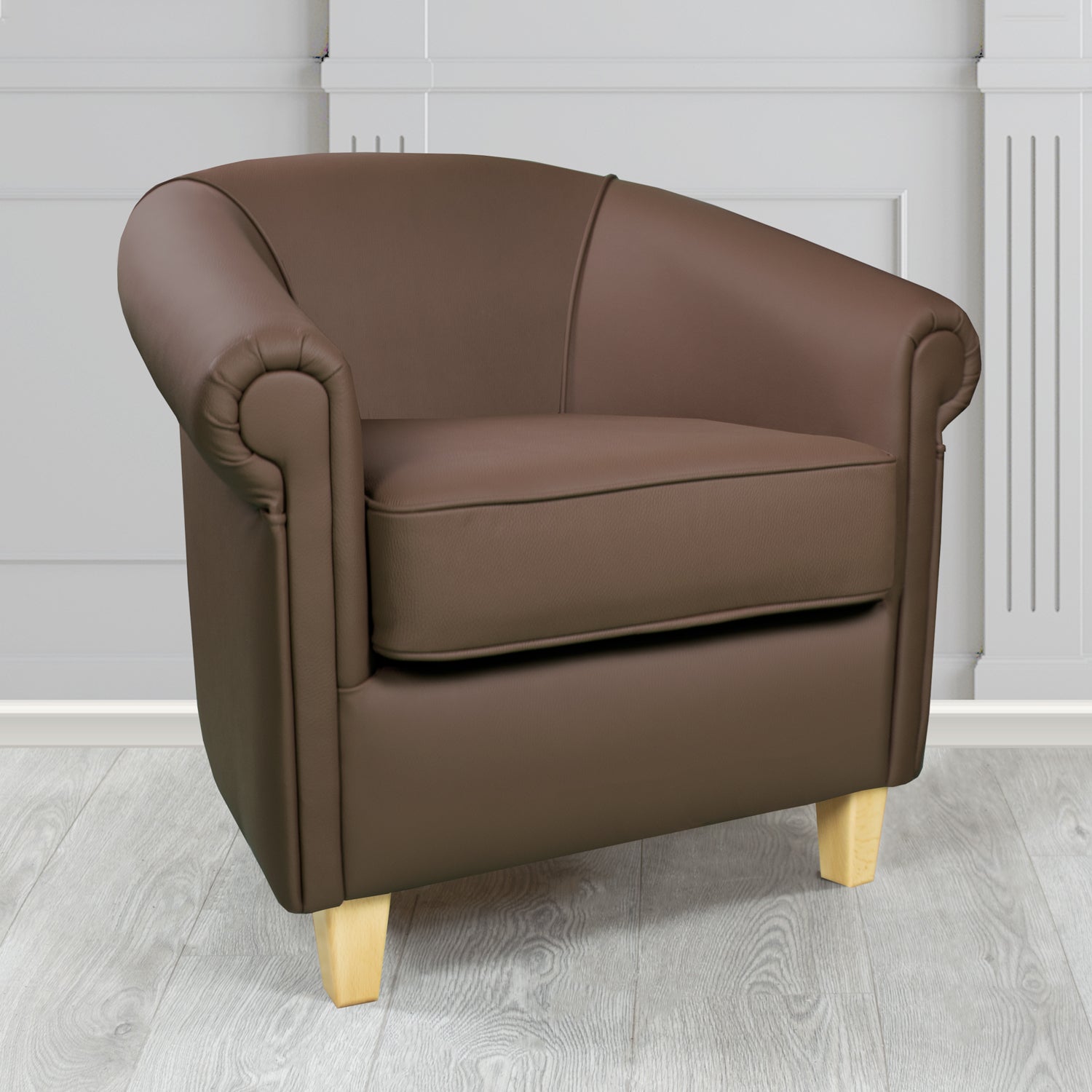 Siena Tub Chair in Crib 5 Shelly Dark Chocolate Genuine Leather - The Tub Chair Shop