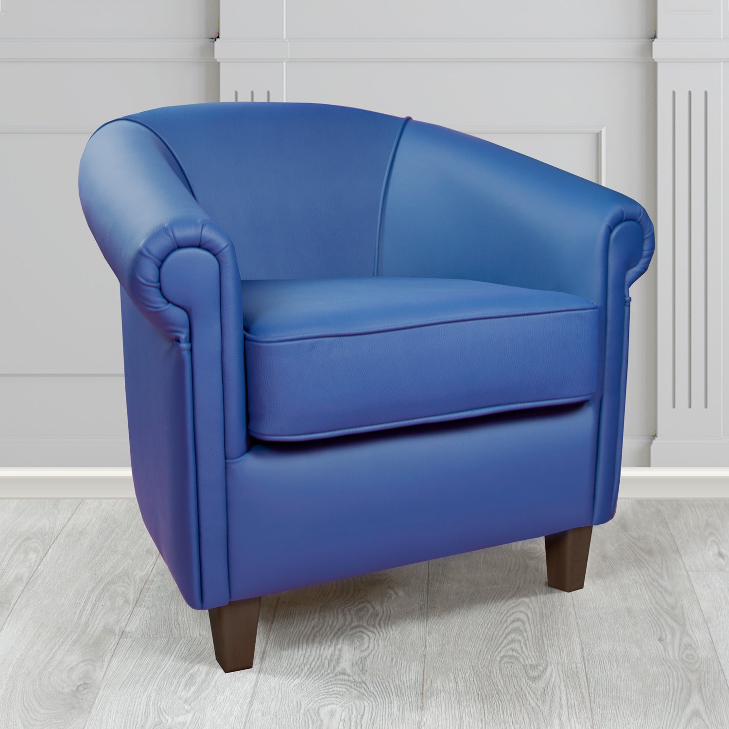 Siena Tub Chair in Crib 5 Shelly Deep Ultramarine Genuine Leather - The Tub Chair Shop