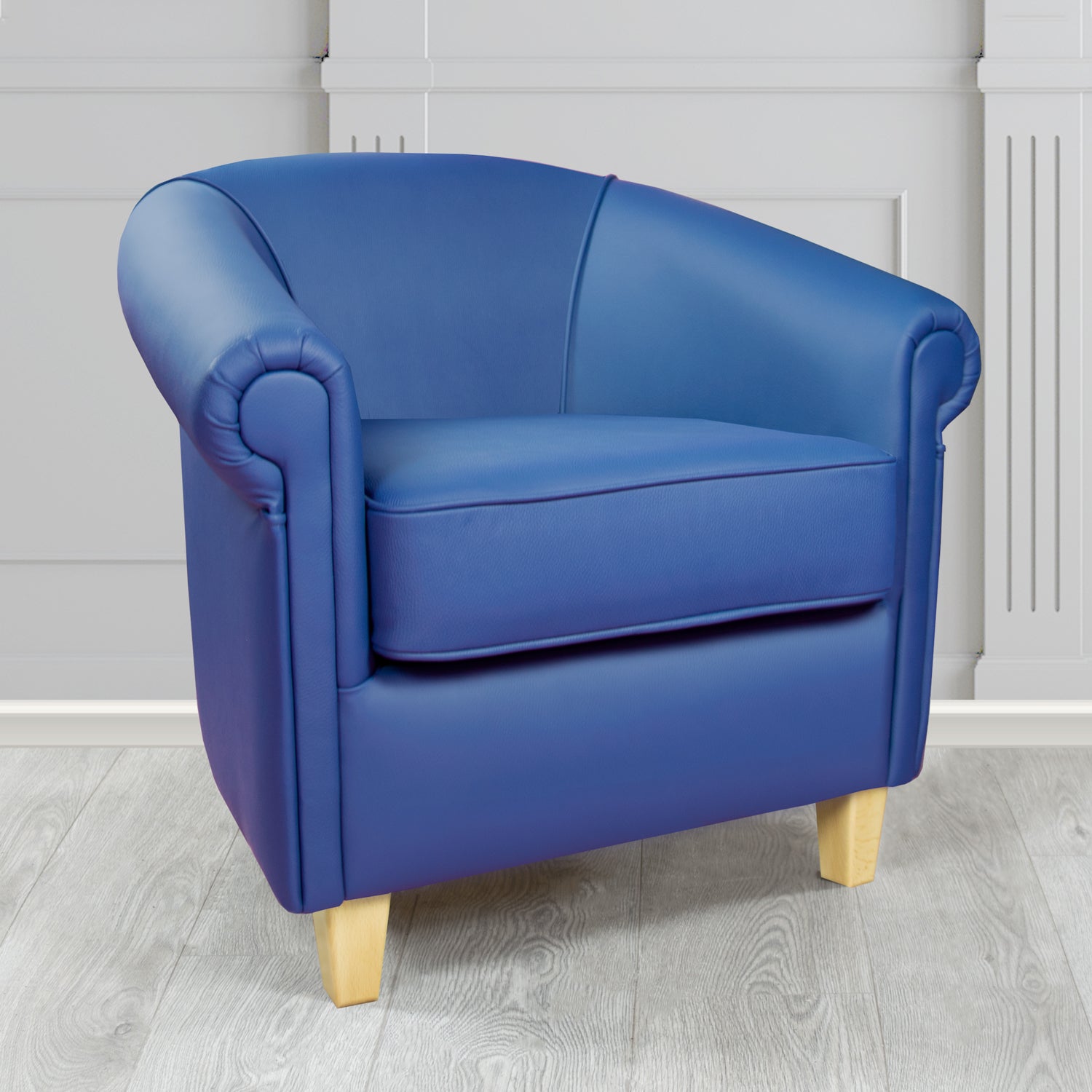 Siena Tub Chair in Crib 5 Shelly Deep Ultramarine Genuine Leather - The Tub Chair Shop